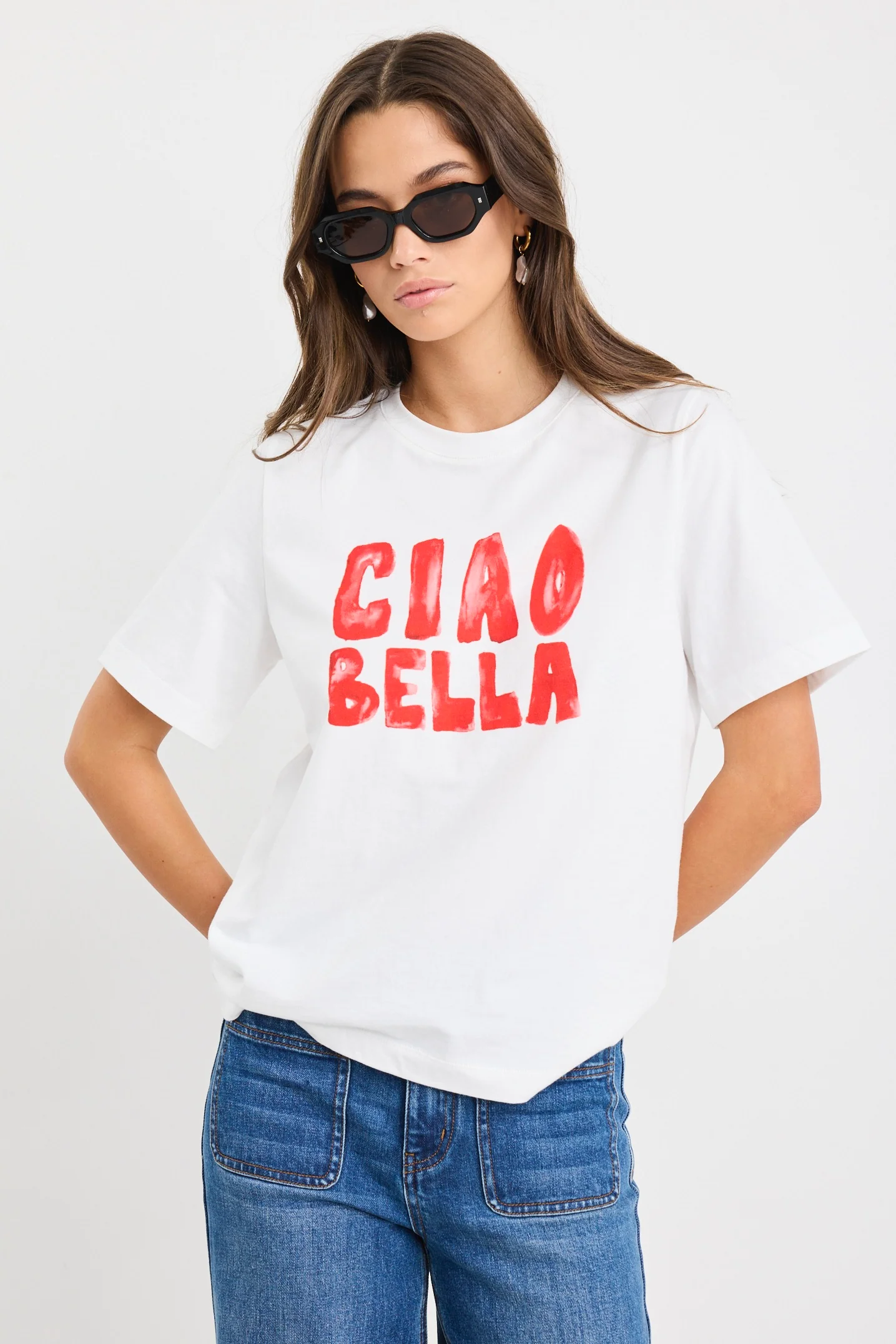 Paradiso Ciao Print Ivory Boxy Tee