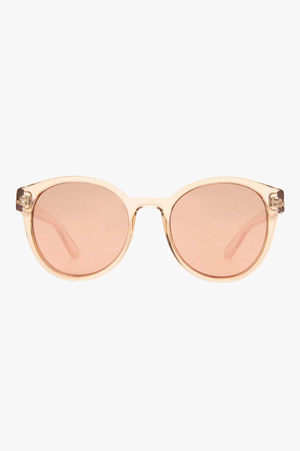 Paramount Round Clear Tan Brass Mirror Lens Sunglasses - Image 2