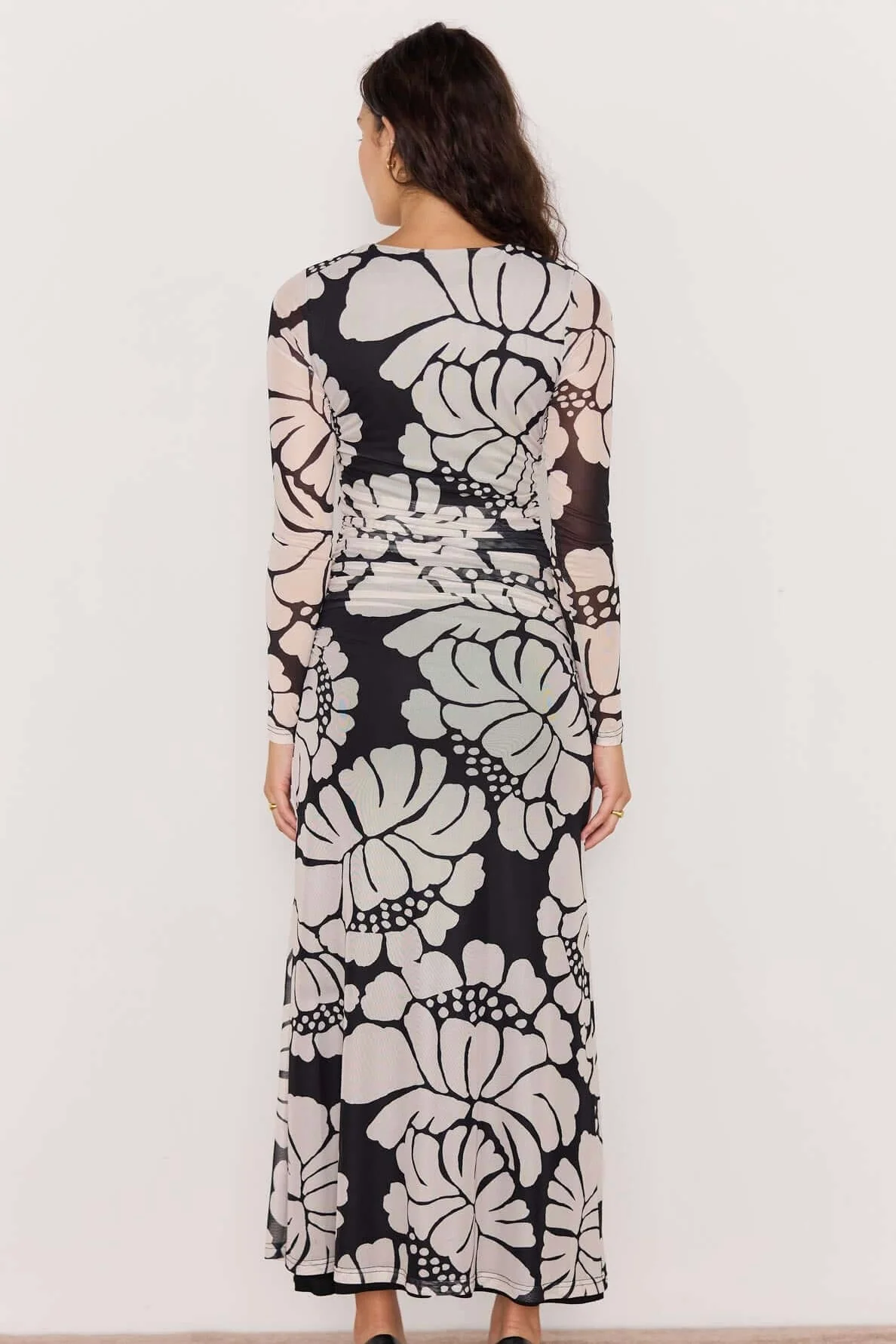 Persephone Black Floral Mesh Maxi Dress - Image 4