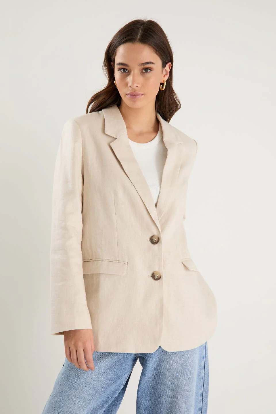 Pillar Cream Linen 2 Button Blazer - Image 3
