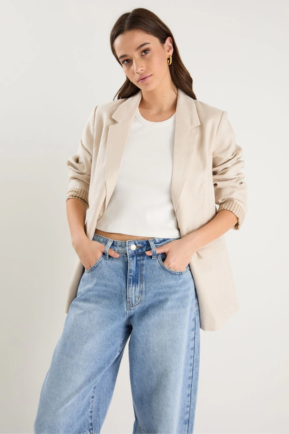 Pillar Cream Linen 2 Button Blazer - Image 5