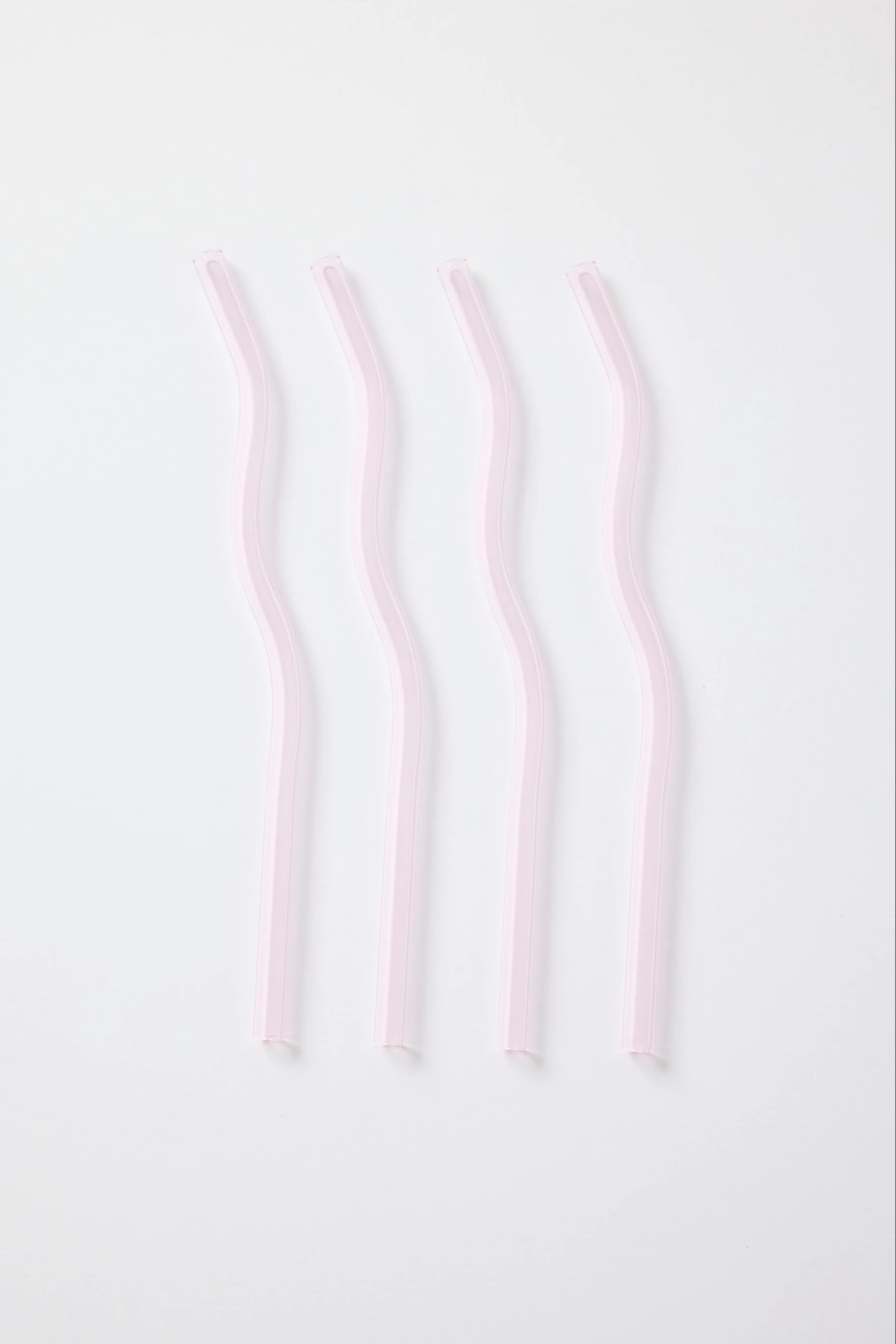 Pink Curvy Reuseable Pk 4 Glass Drinking Straws - Image 2