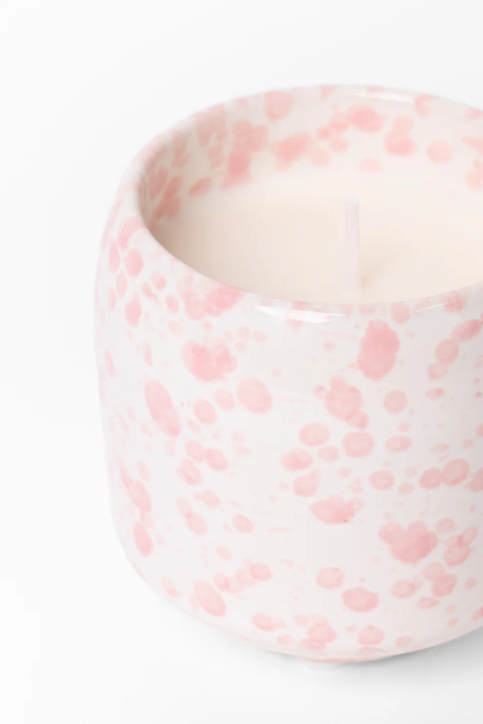 Pink Splash Glazed Ceramic Soy Wax Candle - Image 2
