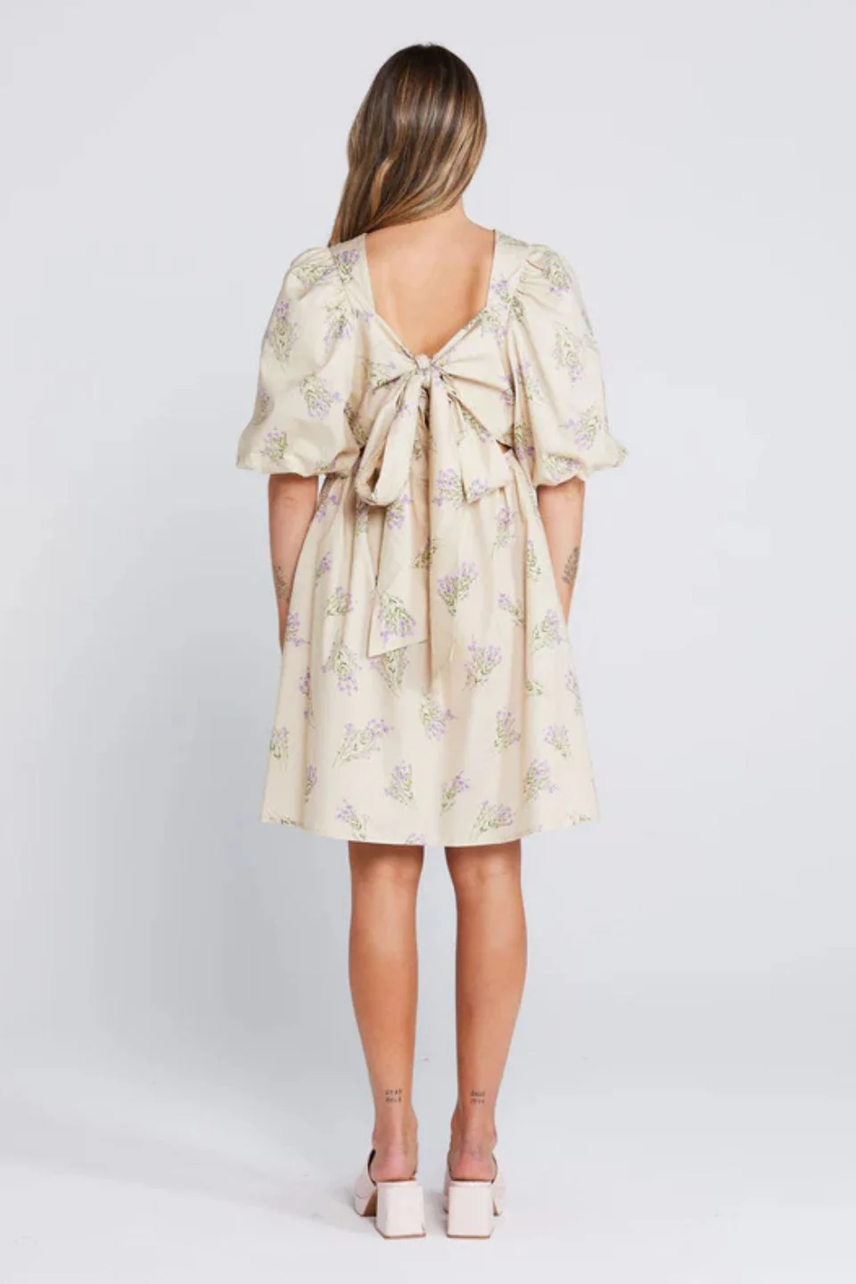Playful Petaline Cream Puff Sleeve Mini Dress - Image 3