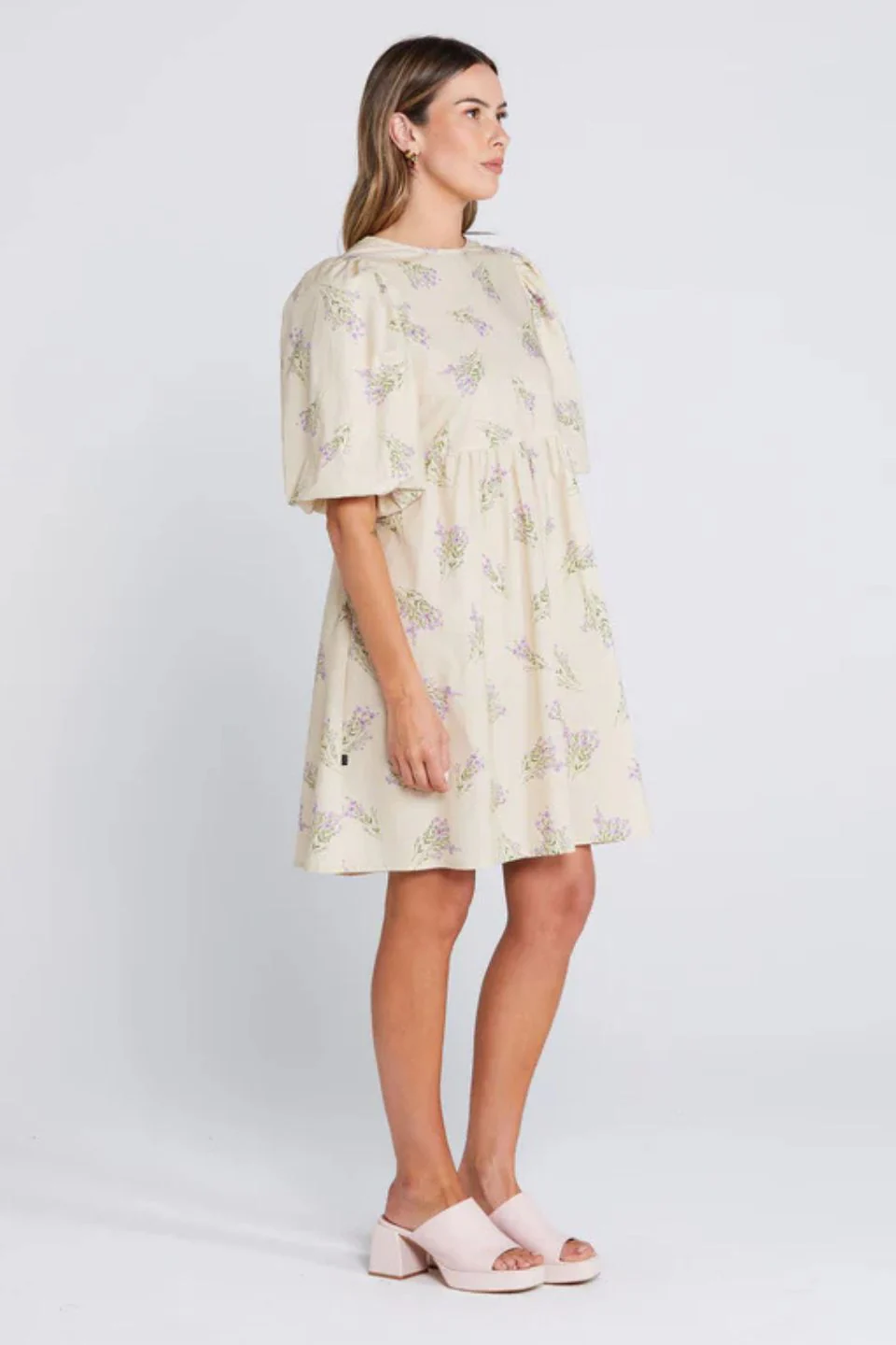 Playful Petaline Cream Puff Sleeve Mini Dress - Image 4