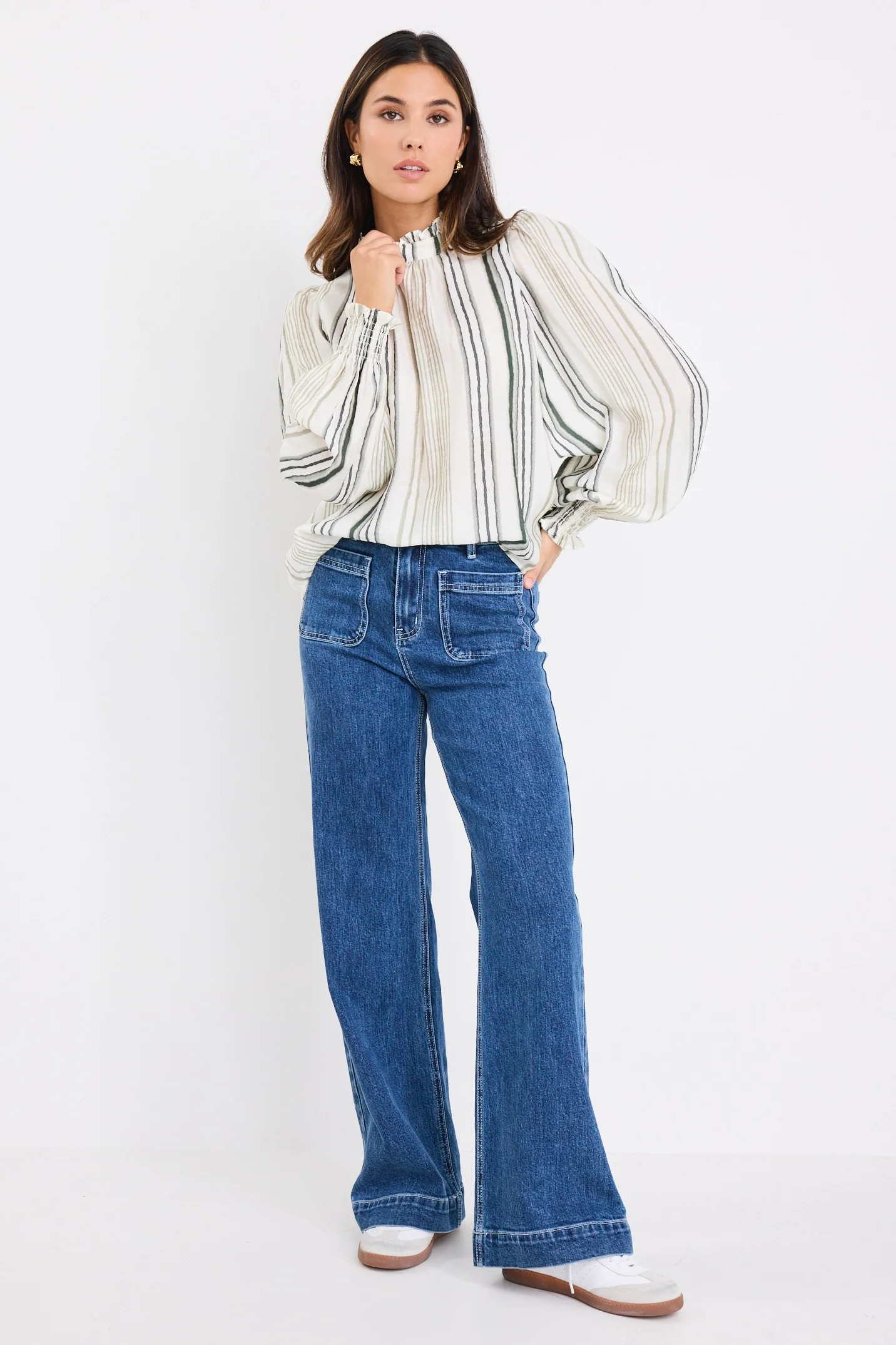 Poet Forest Stripe Long Sleeve High Neck Top - Image 4