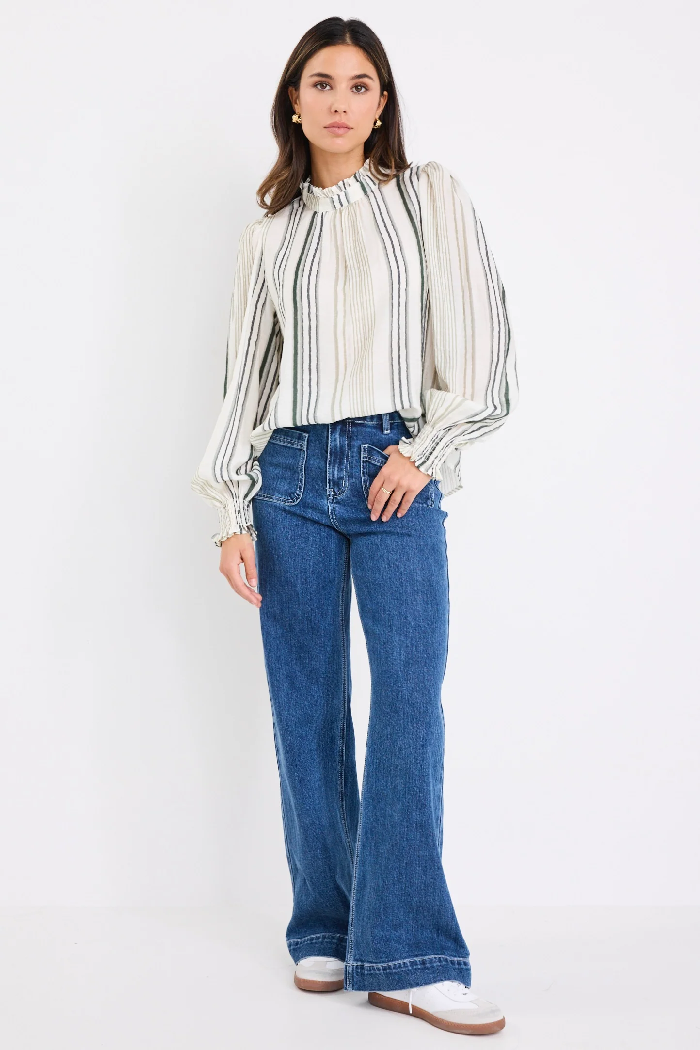 Poet Forest Stripe Long Sleeve High Neck Top - Image 5