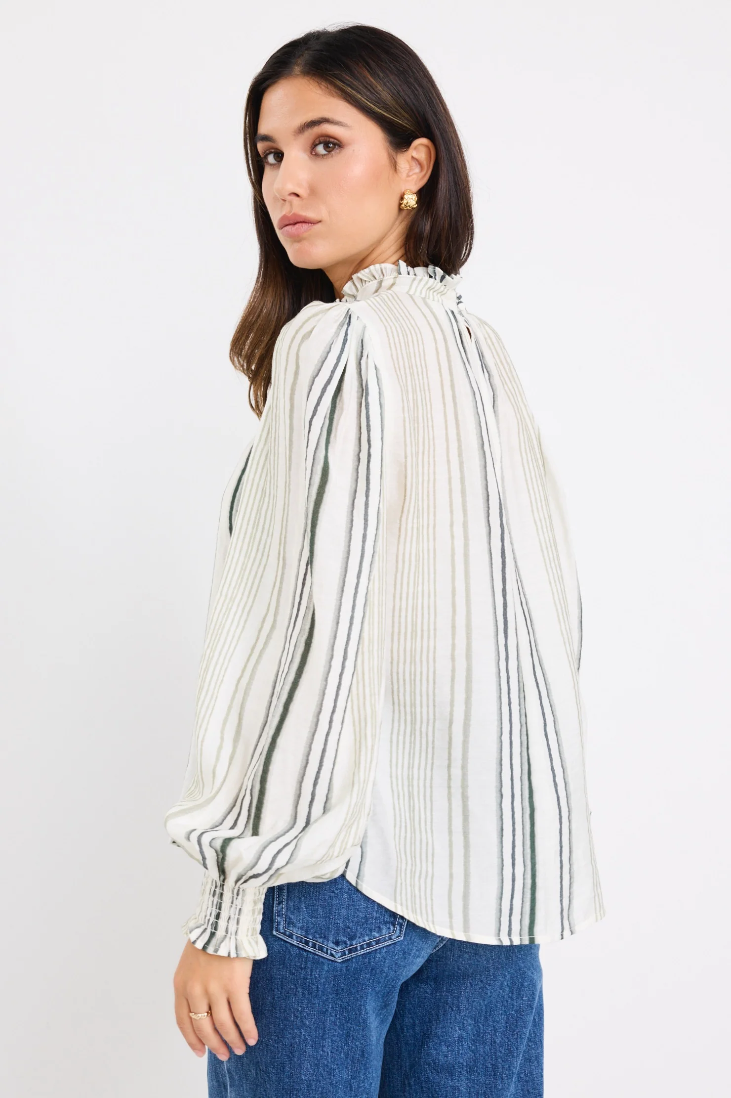 Poet Forest Stripe Long Sleeve High Neck Top - Image 6