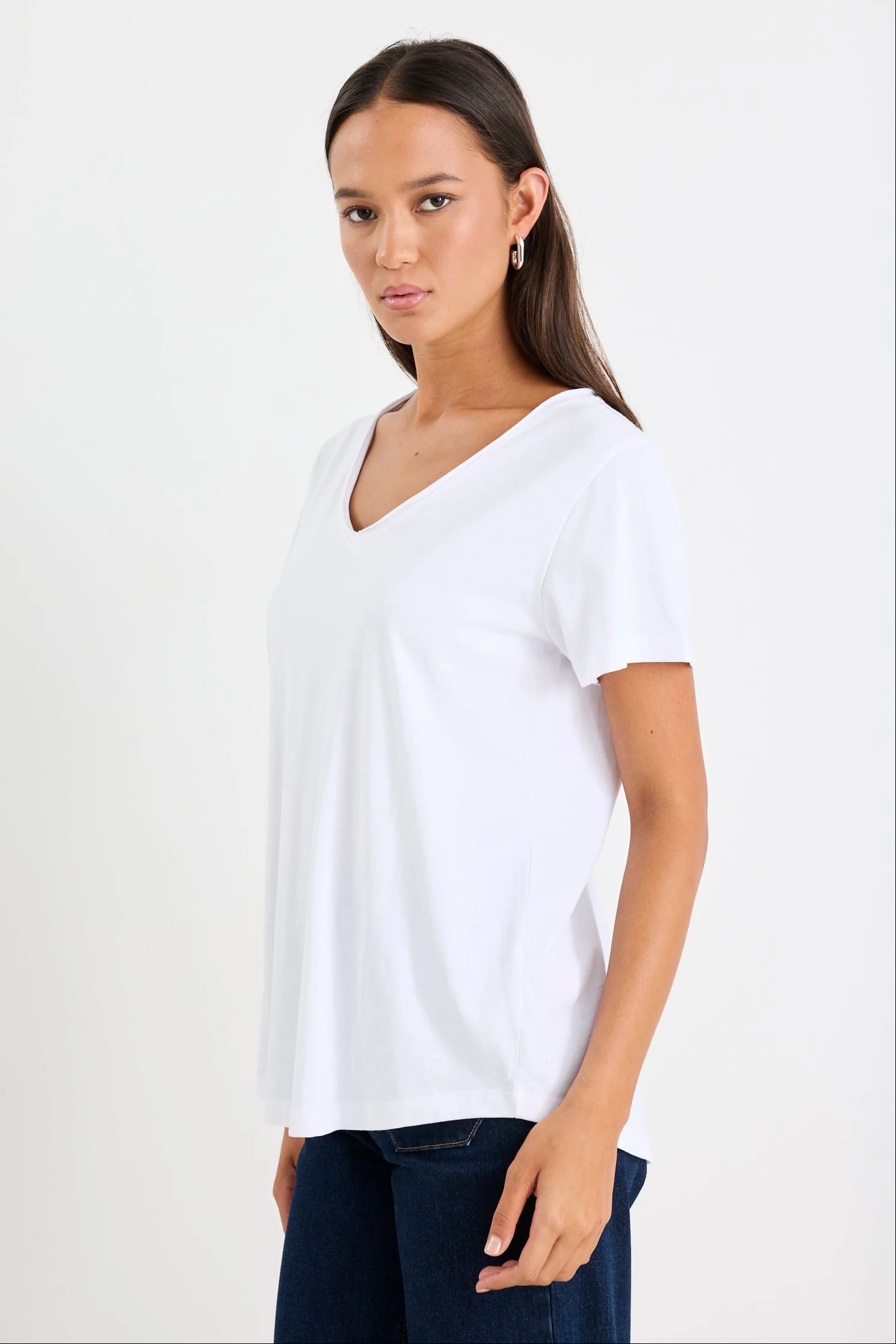 Poetry White V Neck Short Sleeved Tee - Image 3