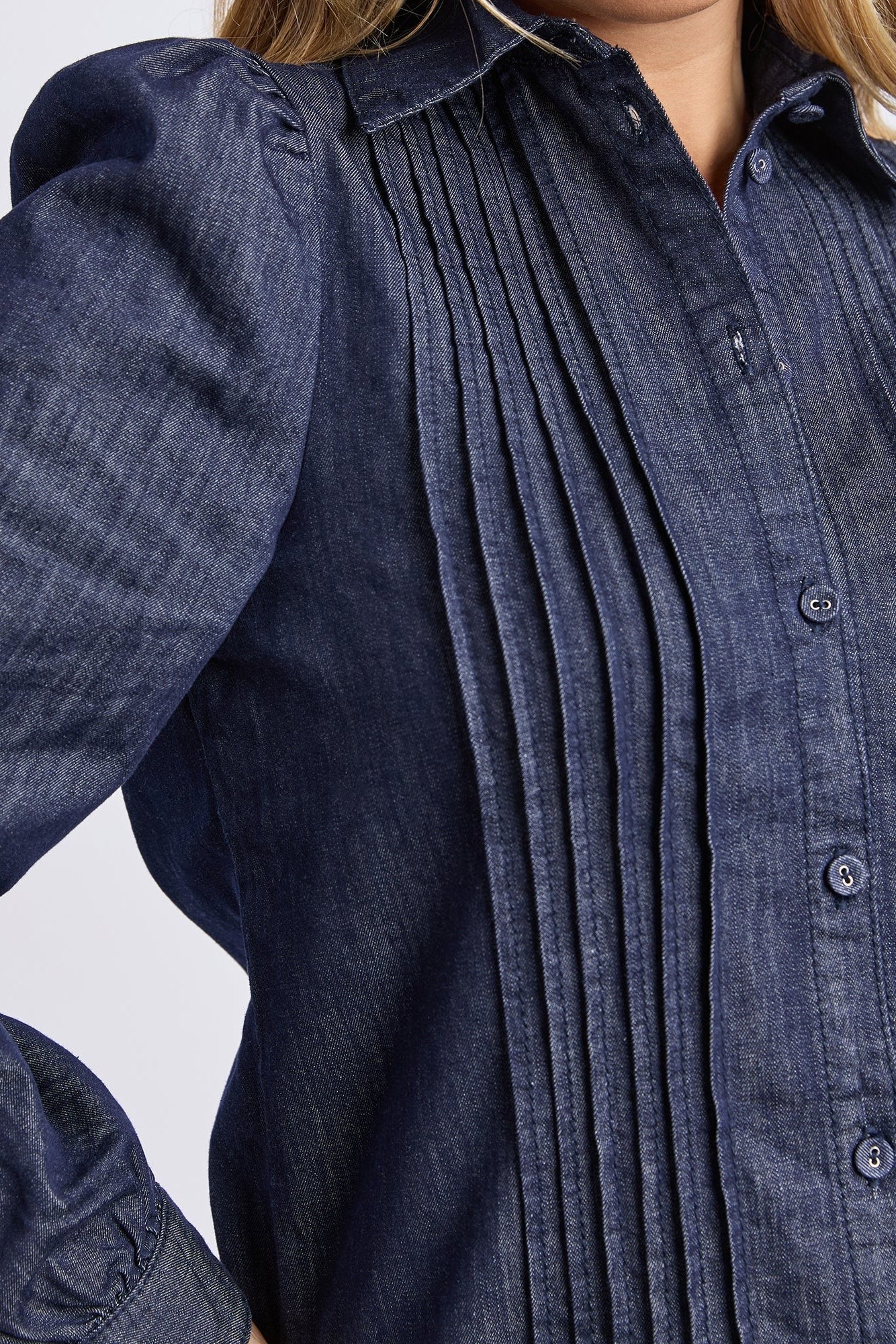 Poppy Indigo Denim Button Through LS Shirt - Image 2
