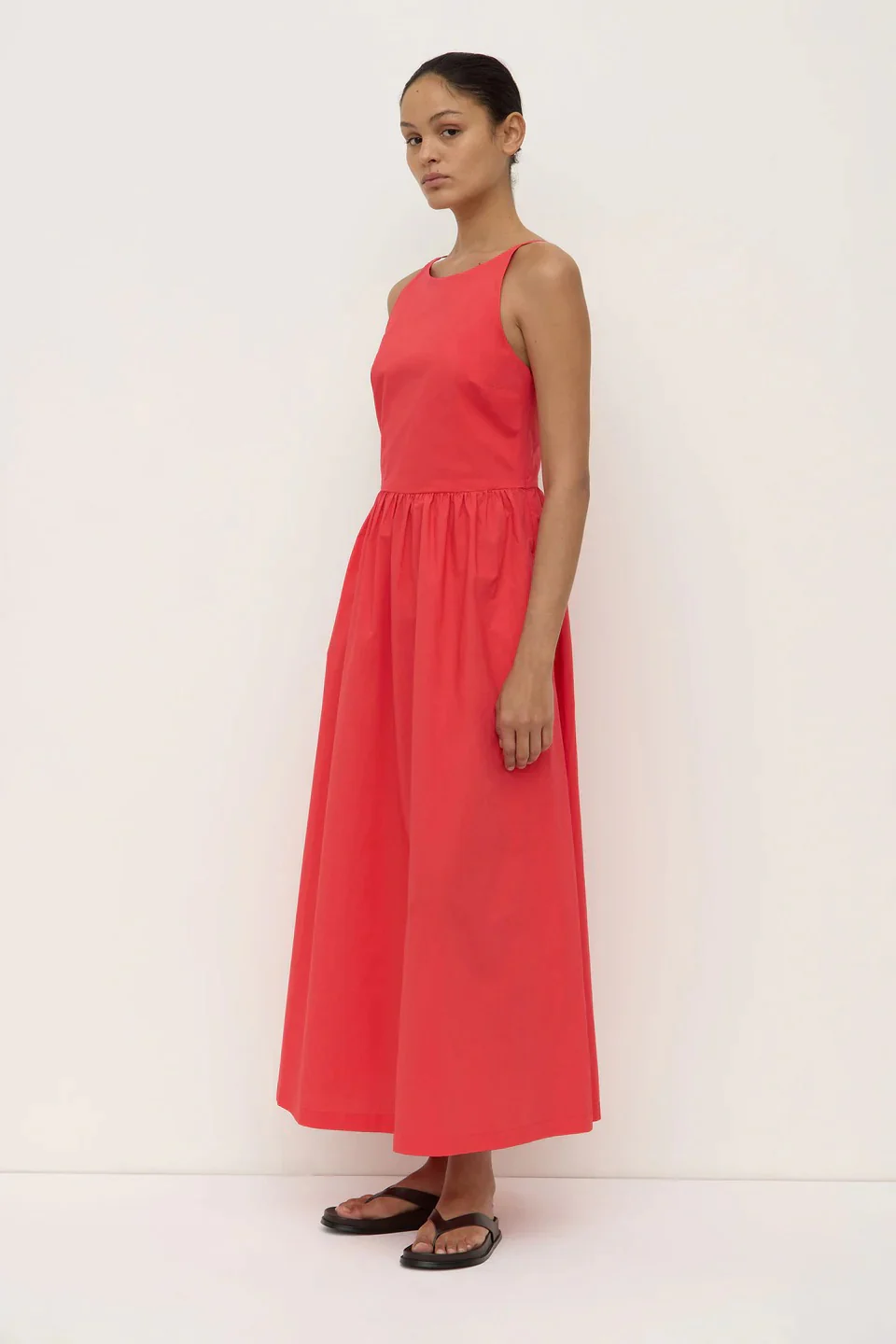 Posie Chilli Cotton Poplin Sleeveless Midi Dress - Image 3