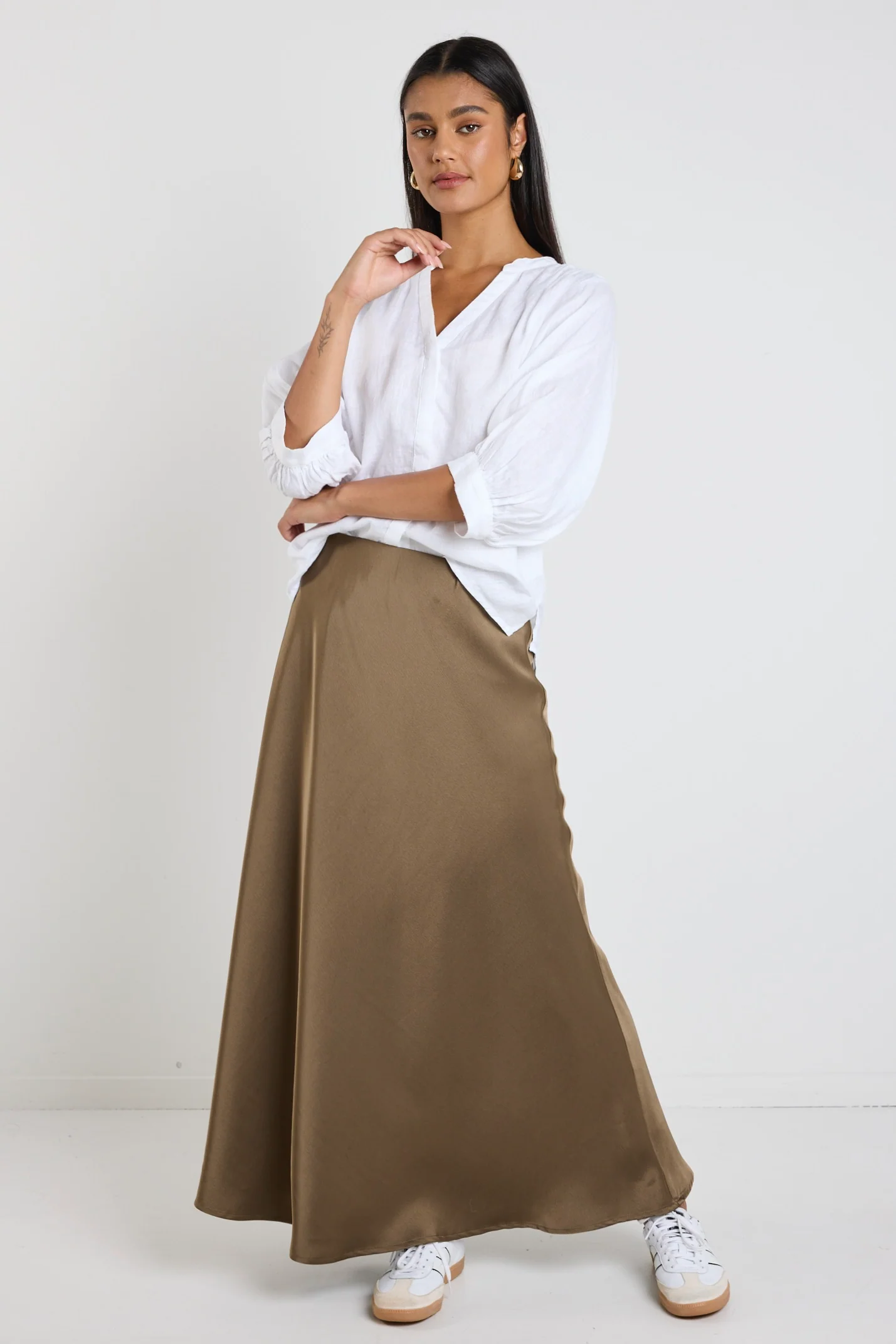 Preserve Bronze Floaty Satin Bias Maxi Skirt - Image 5