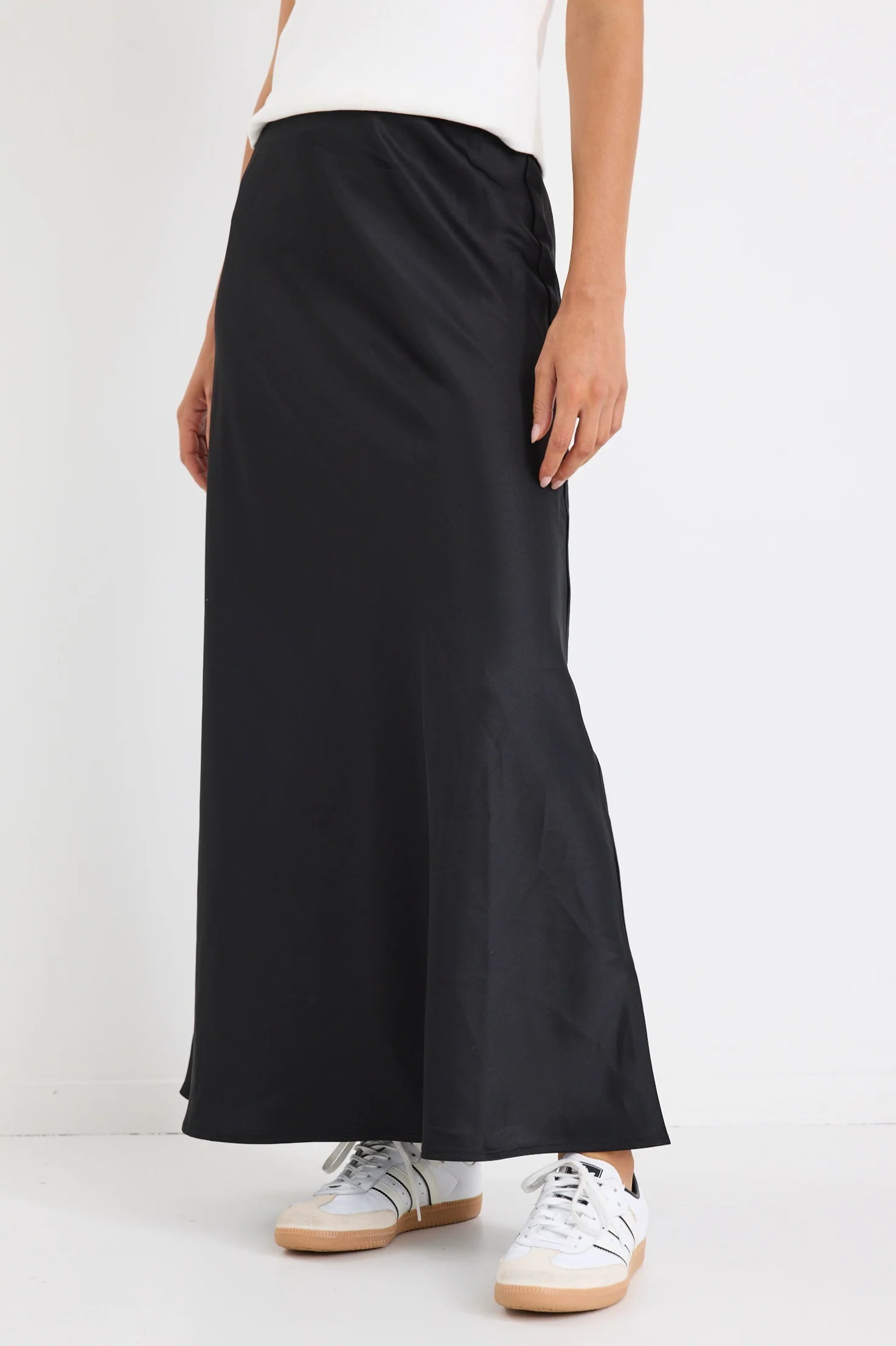 Prodigy Black Satin Bias Maxi Skirt - Image 2
