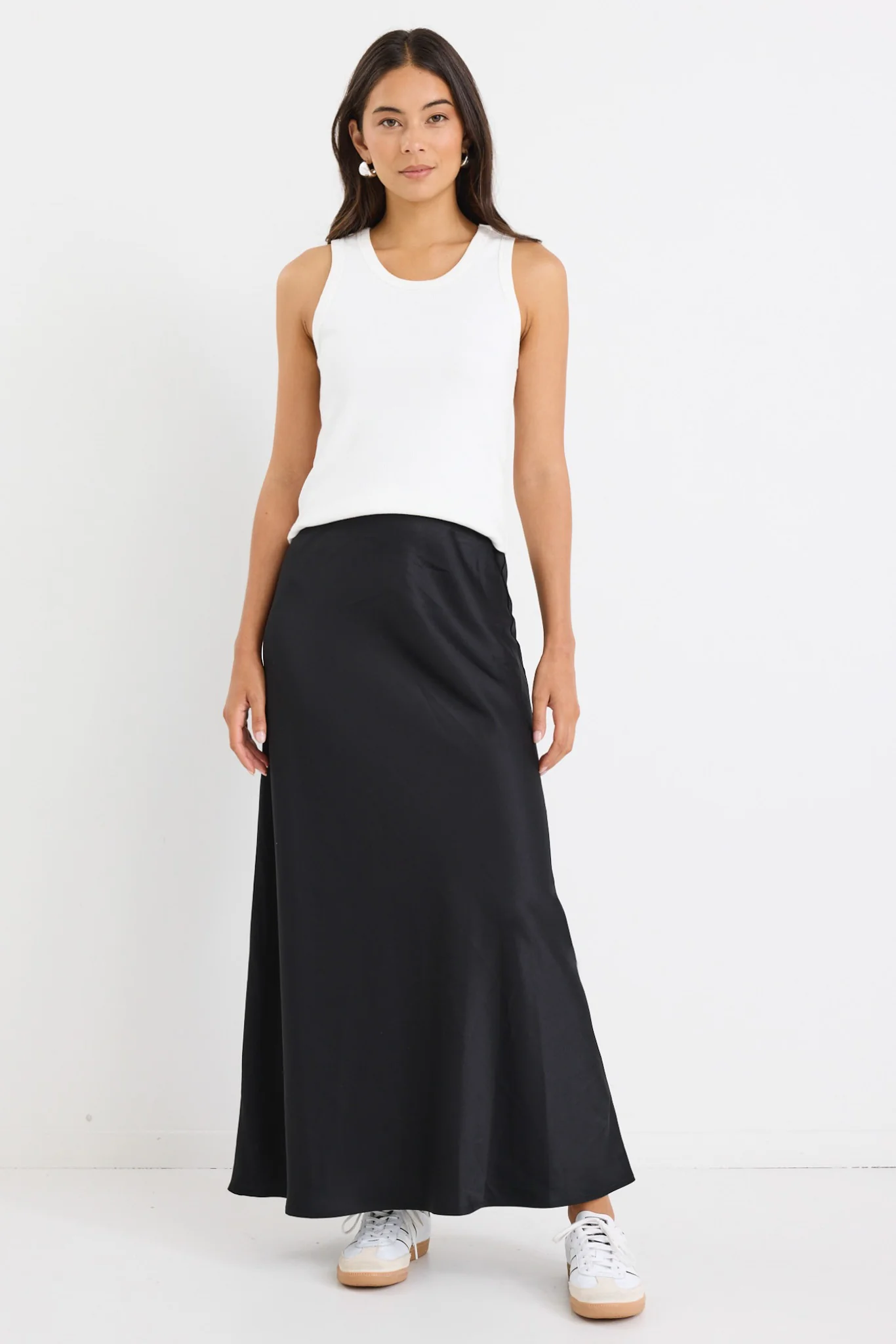 Prodigy Black Satin Bias Maxi Skirt - Image 3