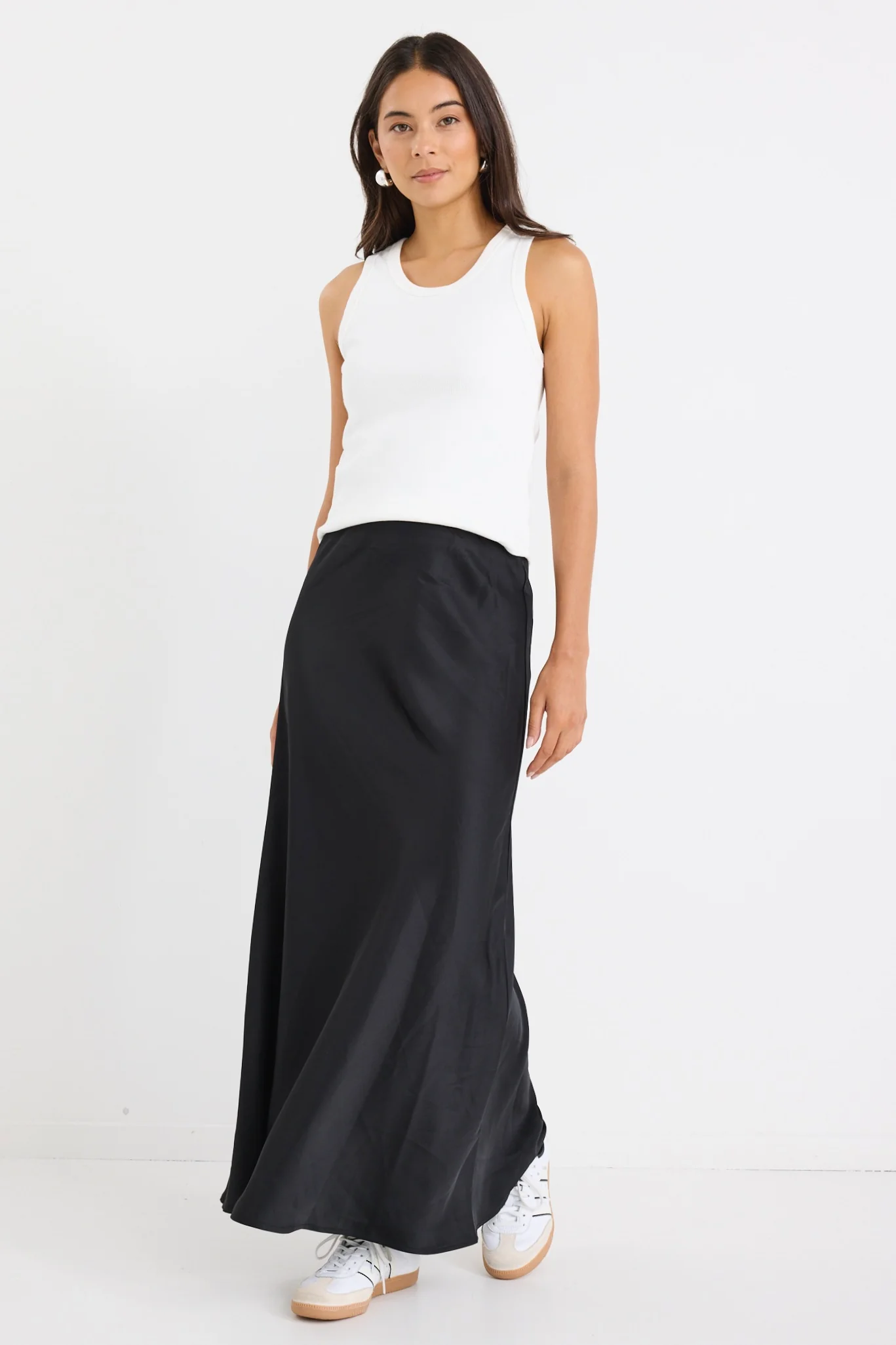 Prodigy Black Satin Bias Maxi Skirt - Image 4