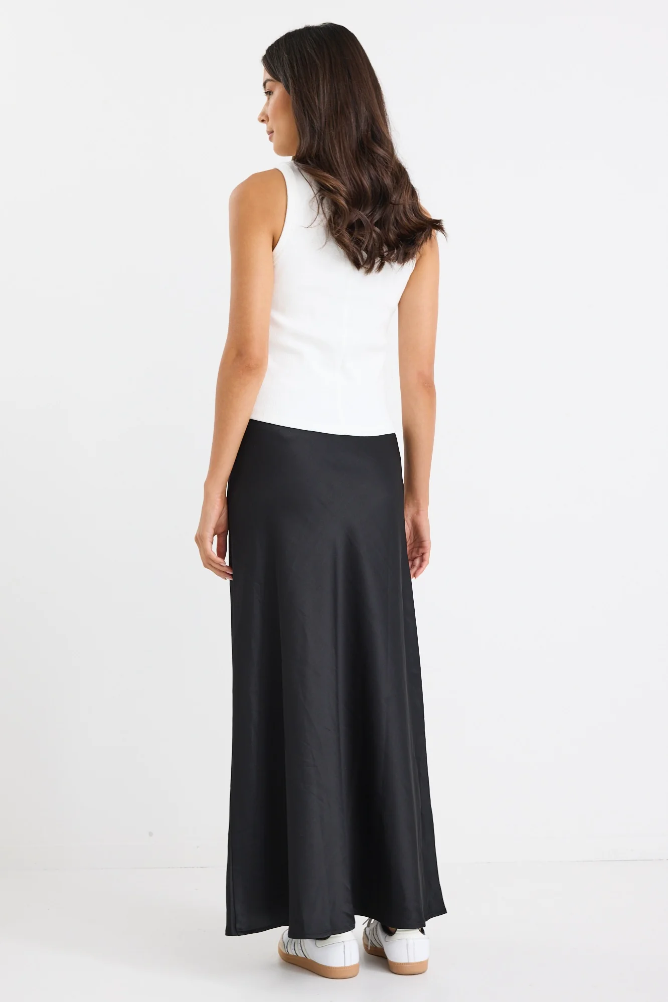 Prodigy Black Satin Bias Maxi Skirt - Image 5