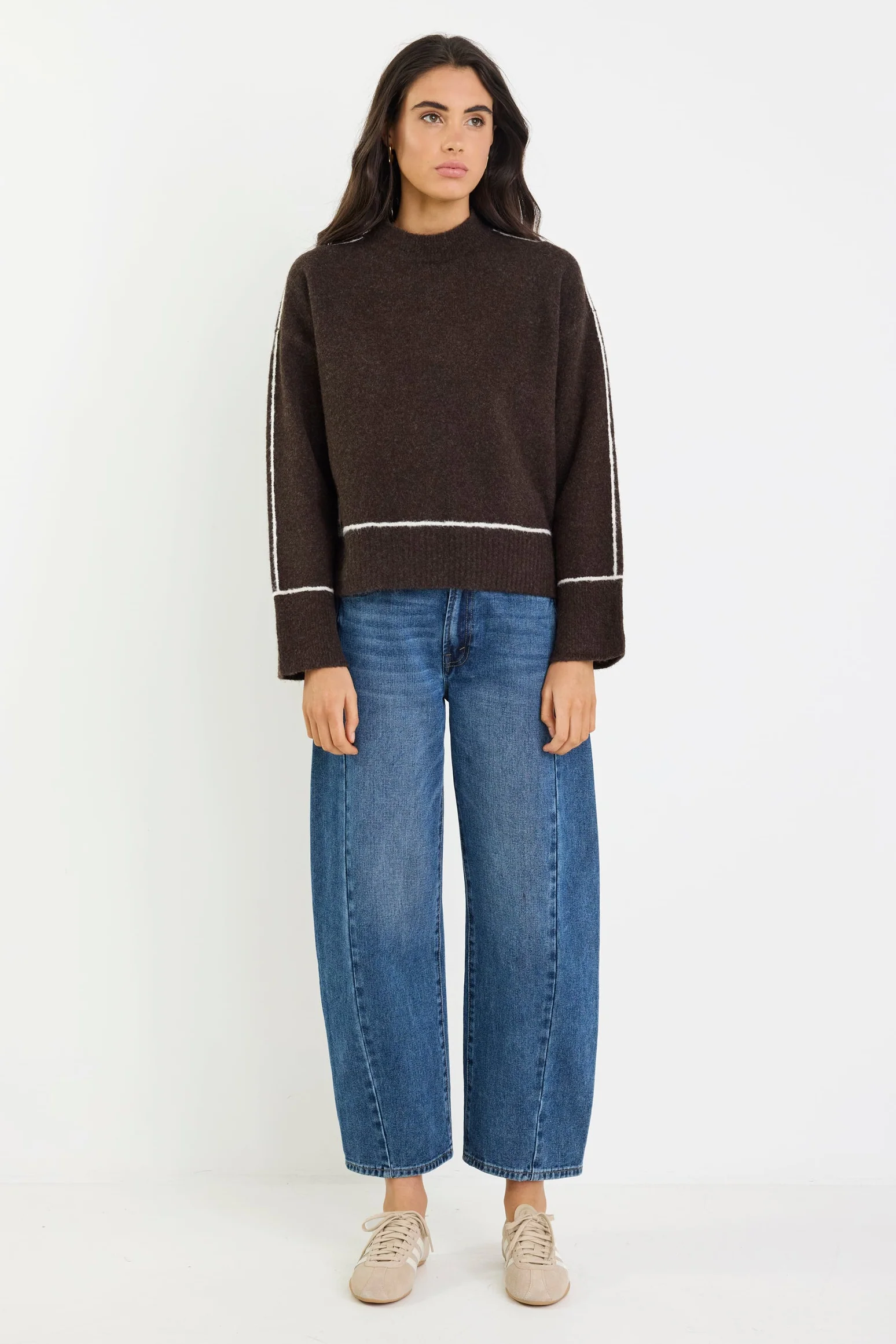 Quest Chocolate Contrast Trim Jumper - Image 4