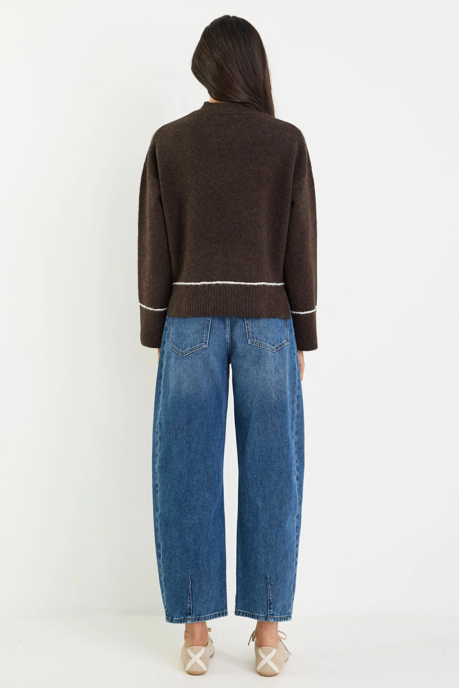 Quest Chocolate Contrast Trim Jumper - Image 5