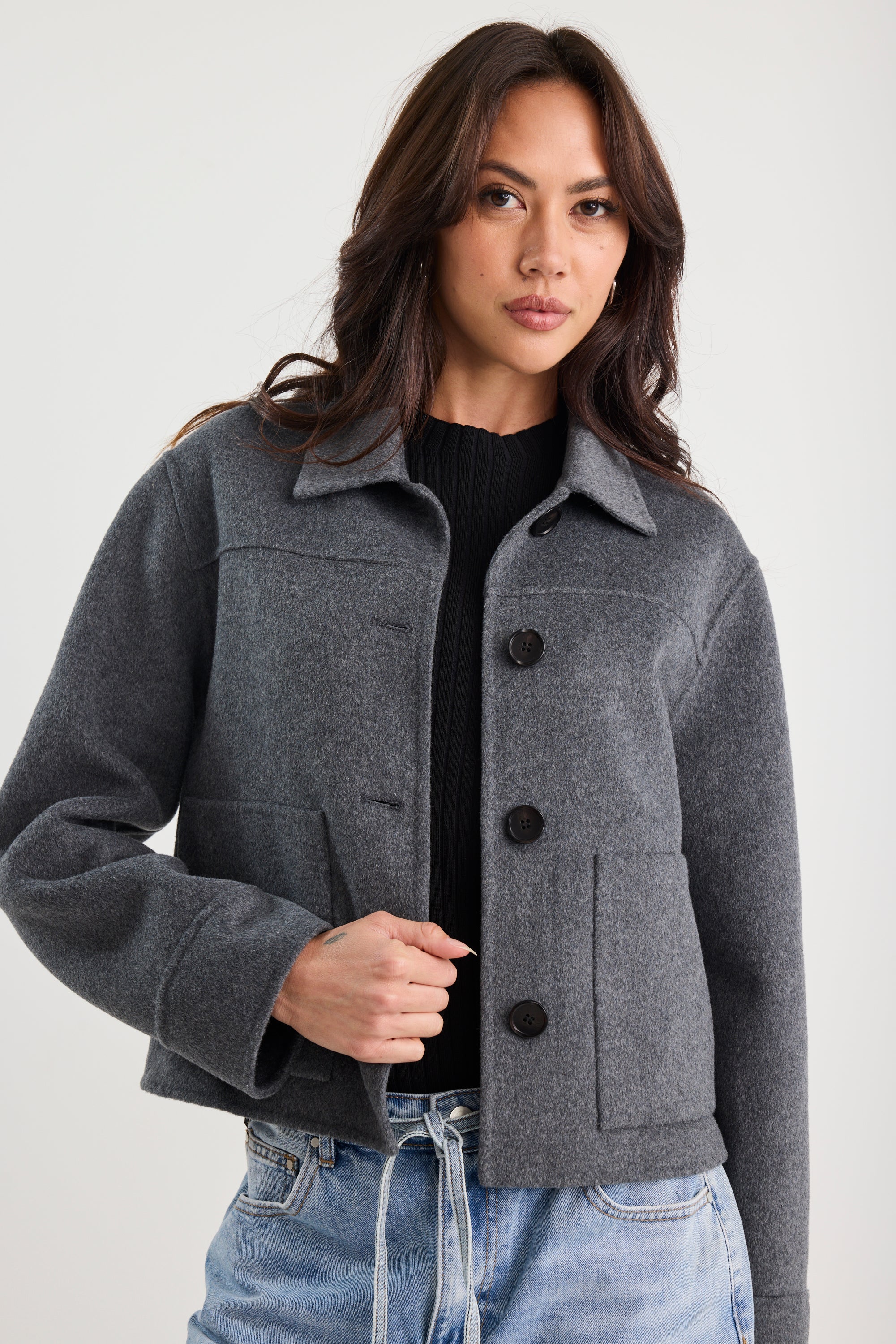 Ranger Charcoal Marle Wool Blend Soft Jacket - Image 2