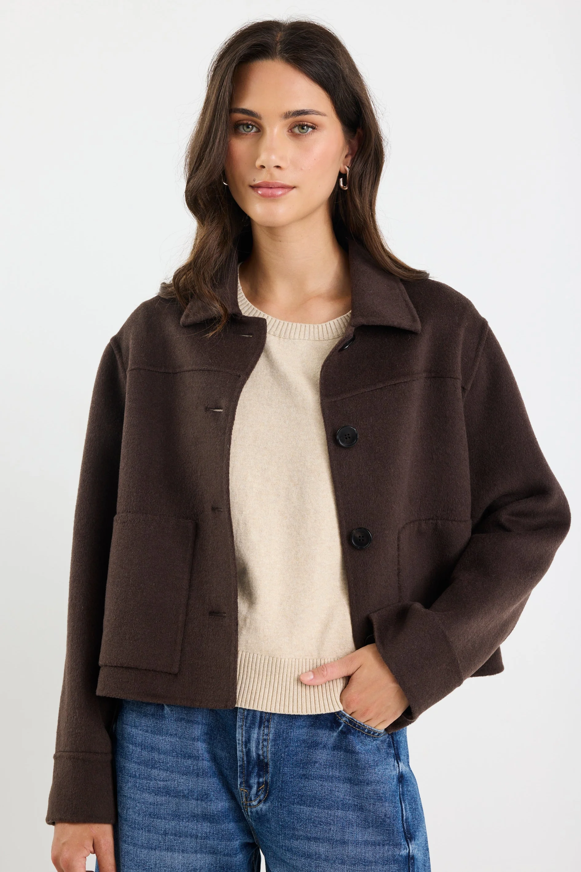 Ranger Chocolate Marle Wool Blend Soft Jacket - Image 3