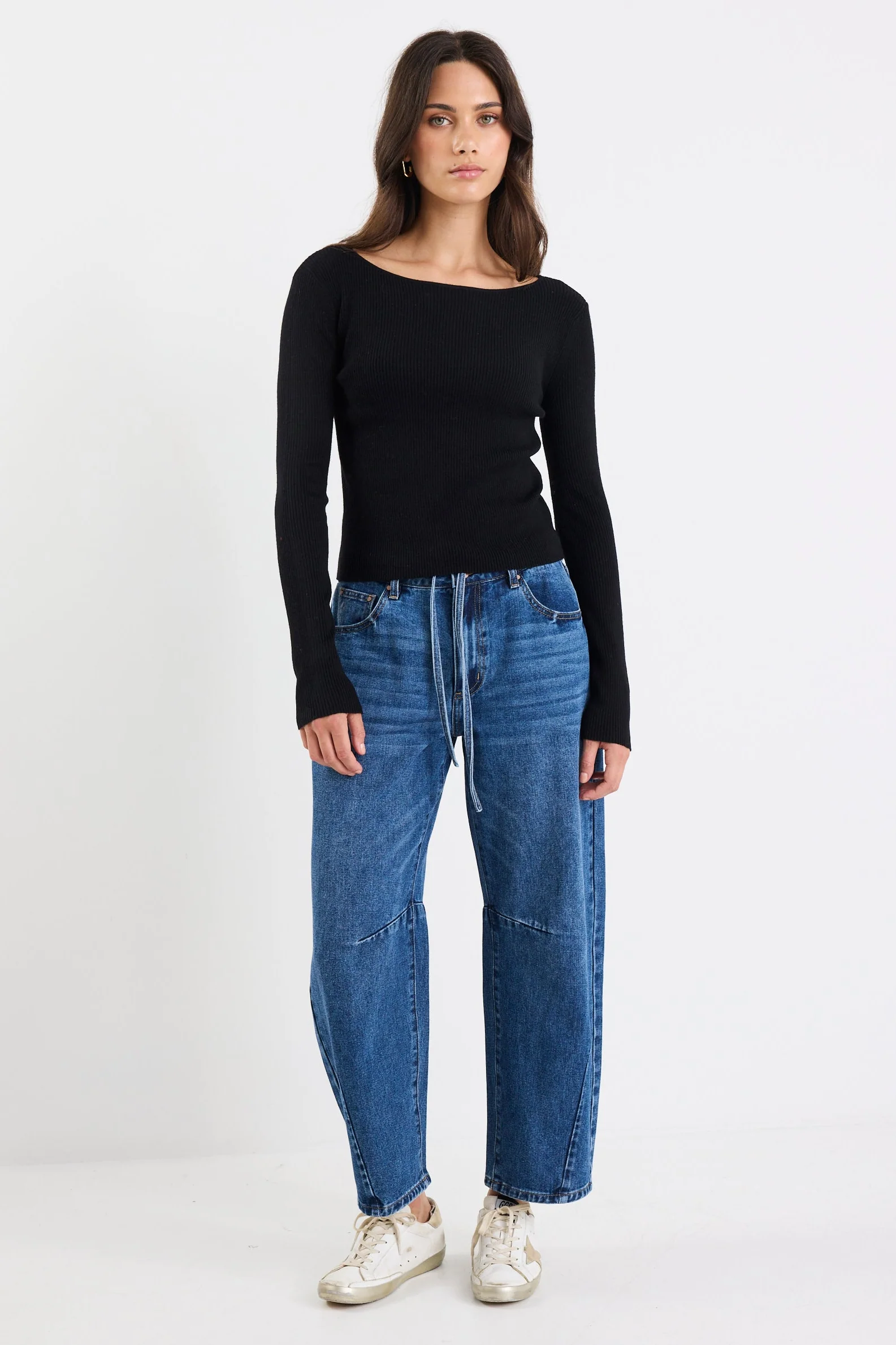 Reciprocal Black Boatneck LS Rib Top - Image 5