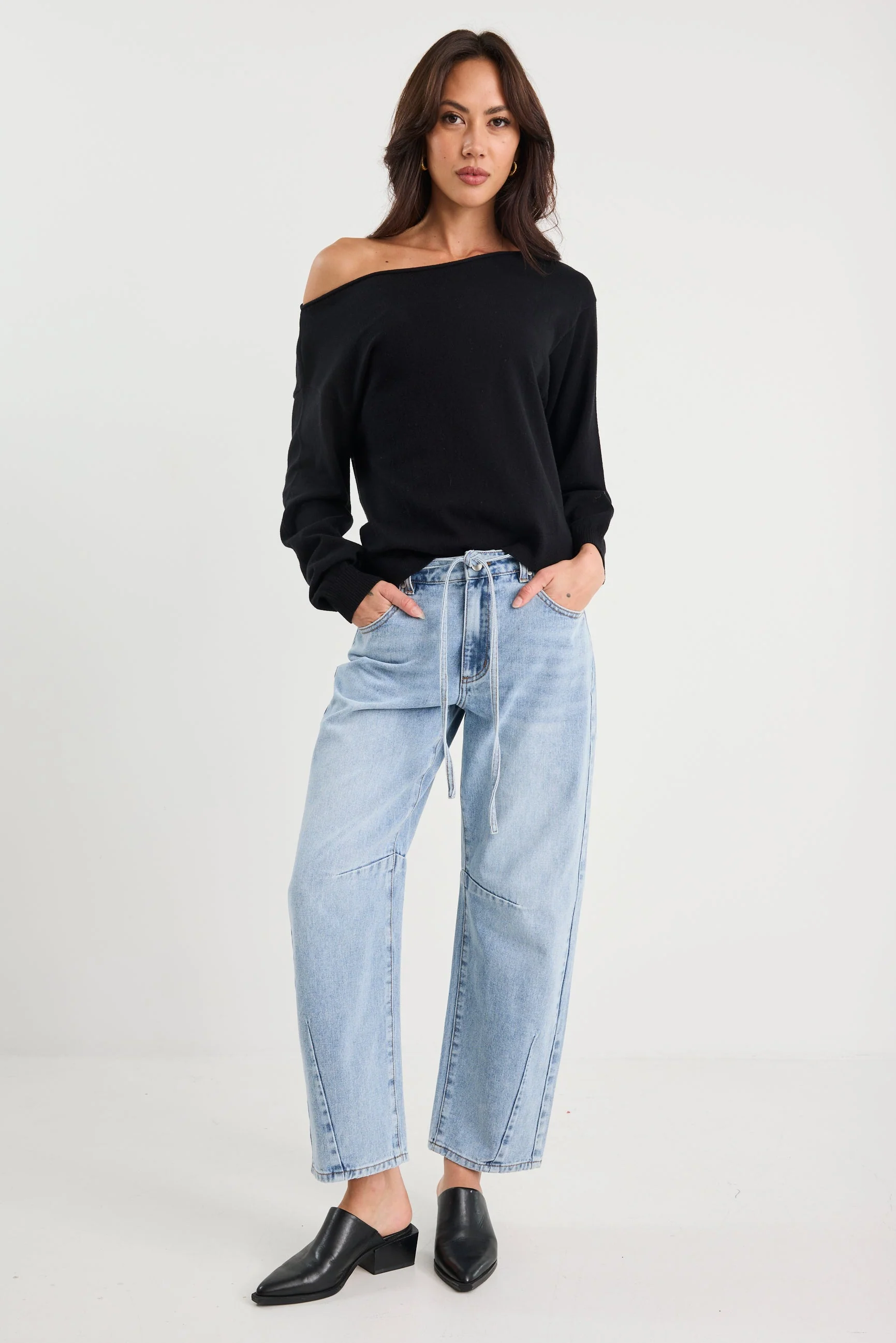Reverb Black Off Shoulder Jumper - Image 2