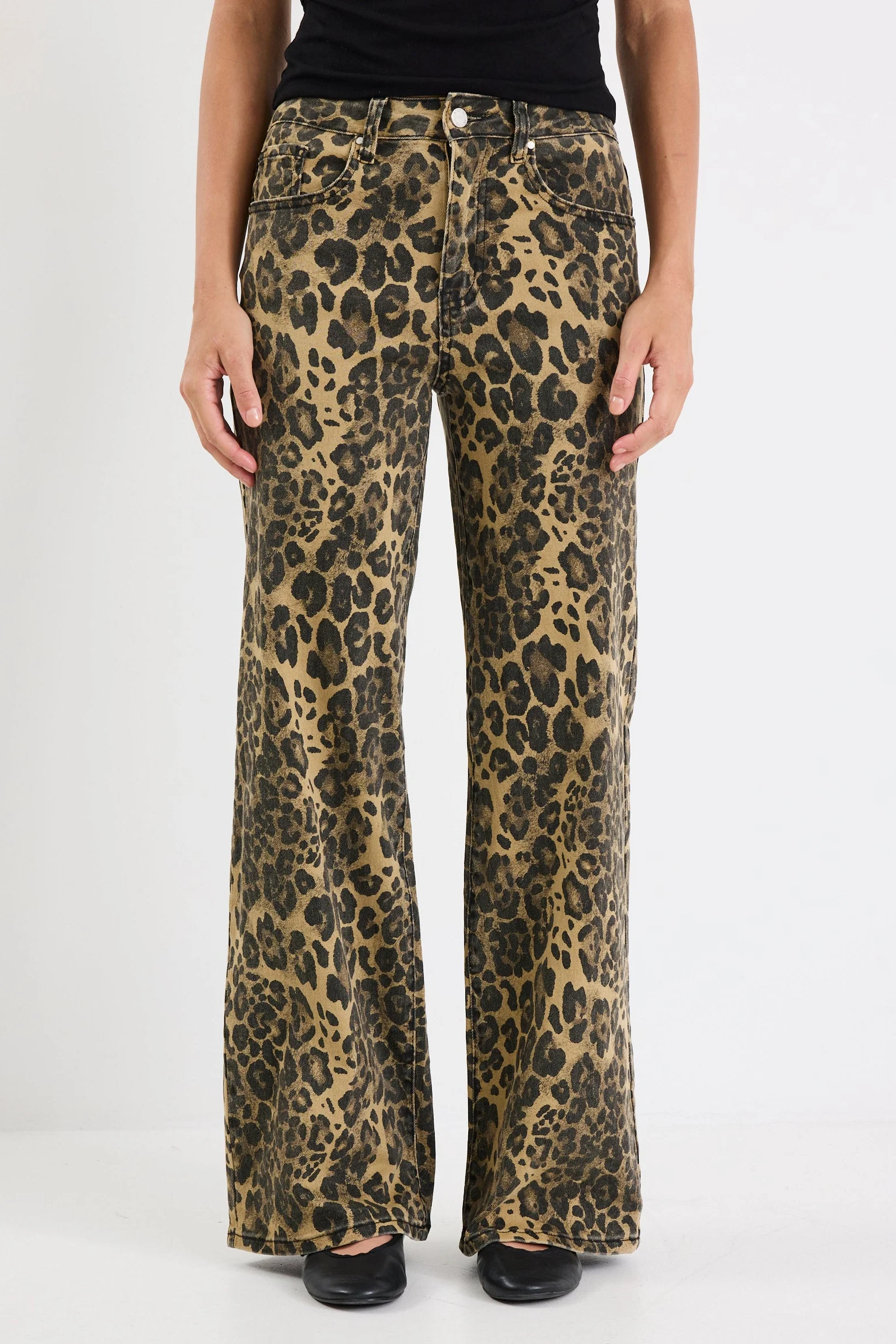 Richmond Leopard Mid Rise Wide Leg Jean - Image 5