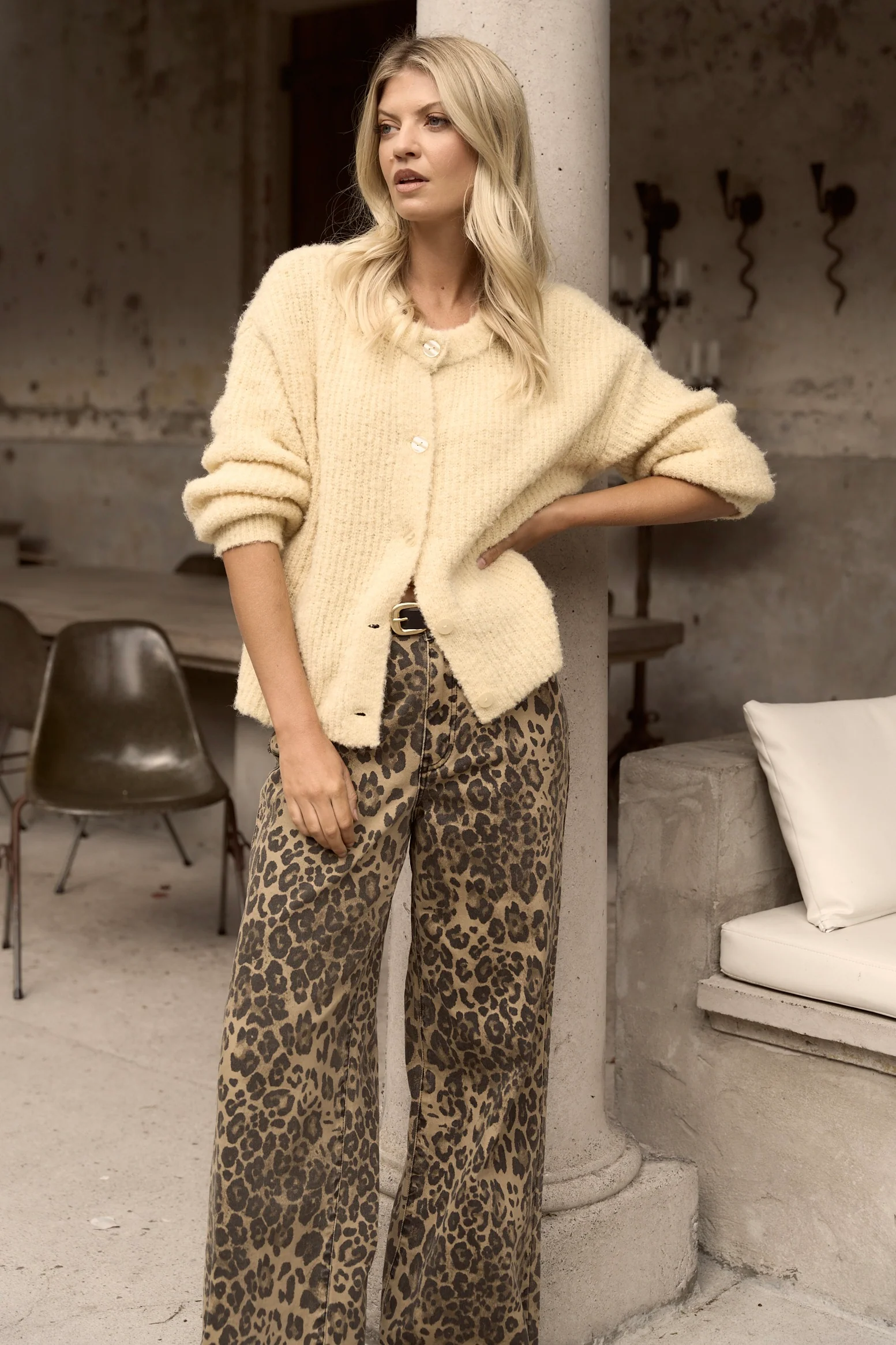 Richmond Leopard Mid Rise Wide Leg Jean - Image 7