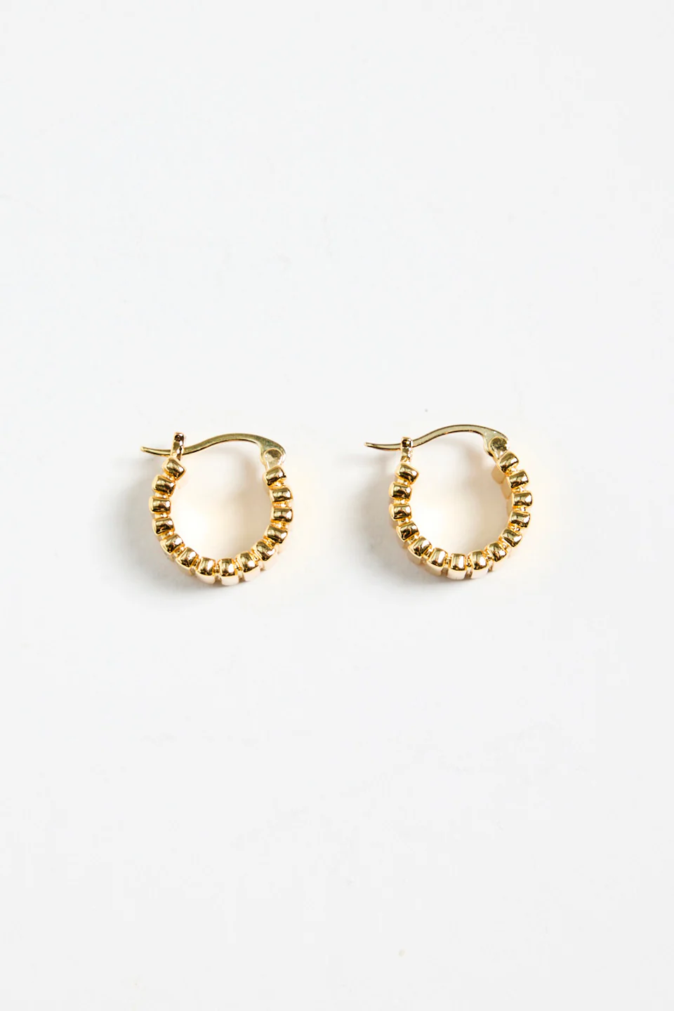 Ridged 14k Gold Plate Hoop Earring