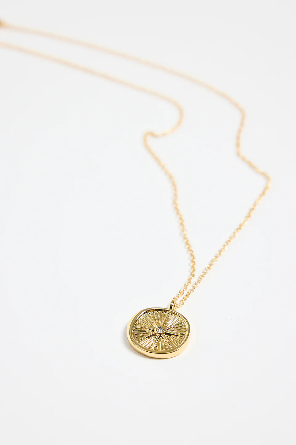 Round Pendant with Charm 14k Gold Plate Necklace - Image 3