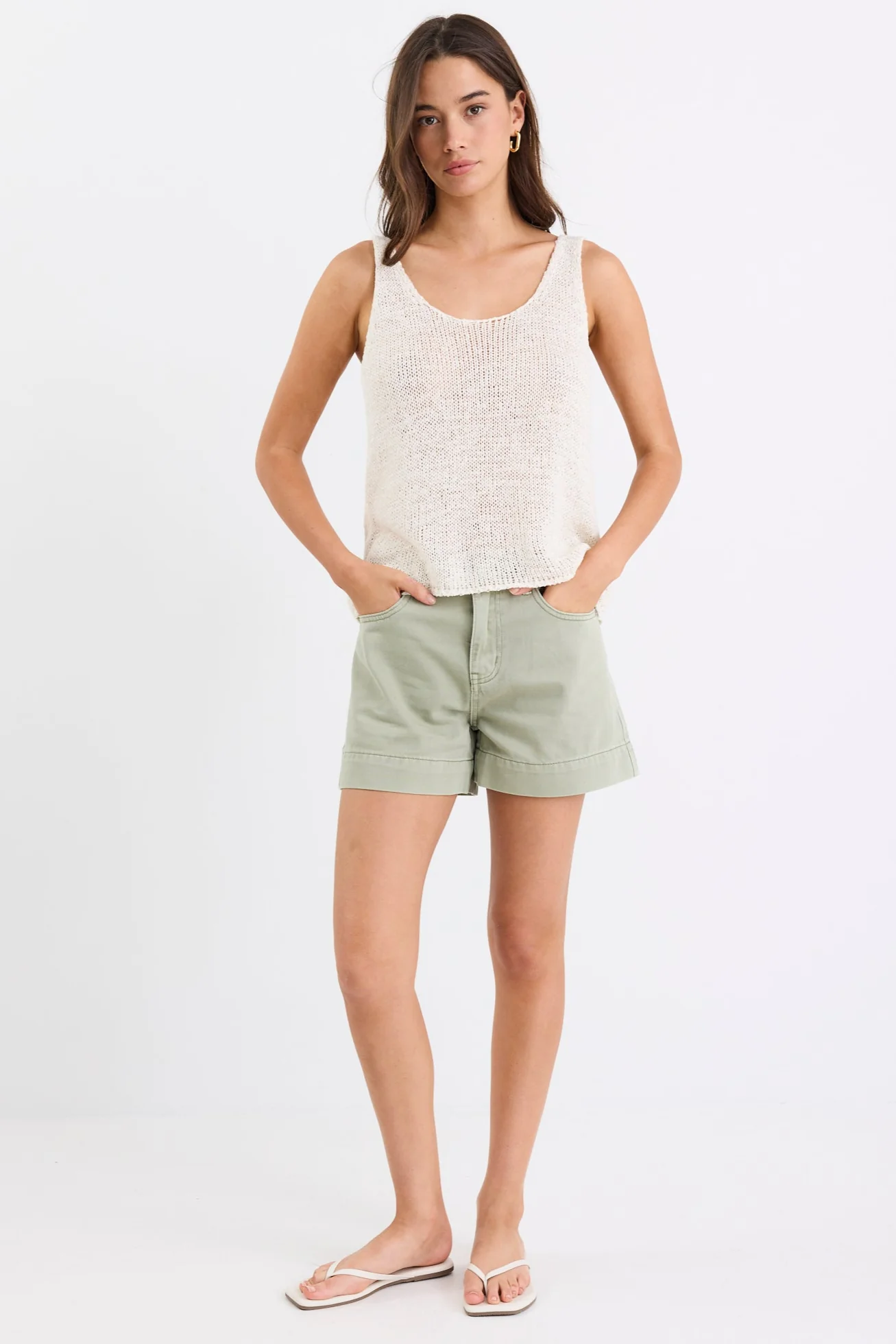 Rumble Khaki Denim Shorts - Image 2