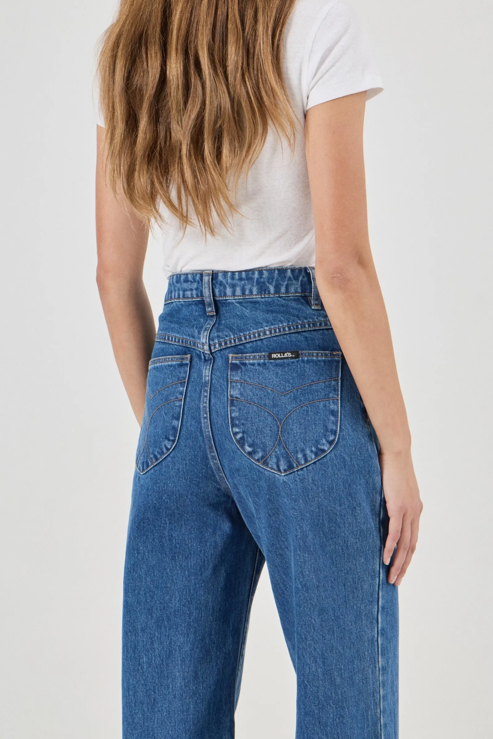 Sailor Ashley Blue Front Pocket Wide Long Denim Jean - Image 4