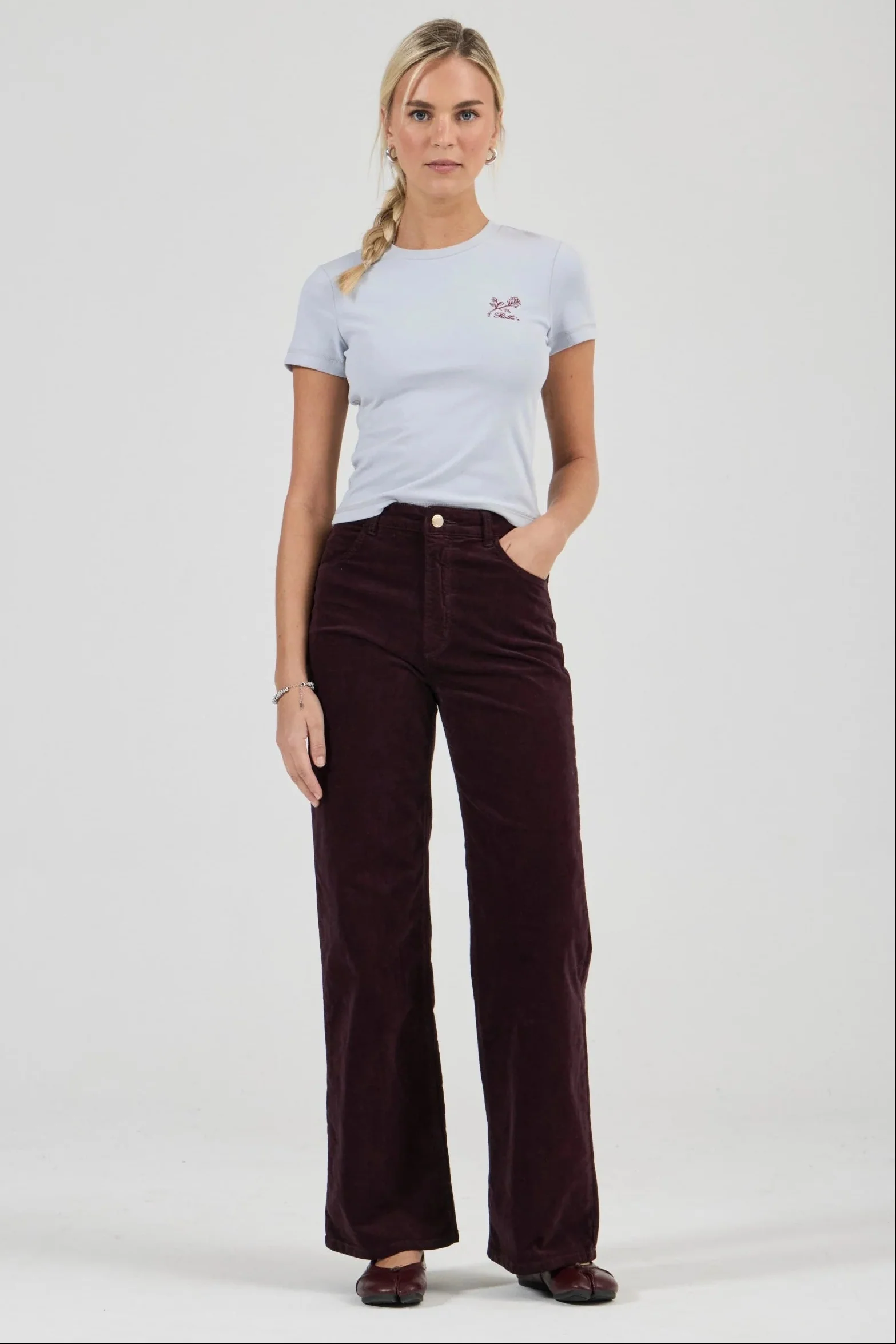 Sailor Dark Cherry Scoop Long Velvet Pant