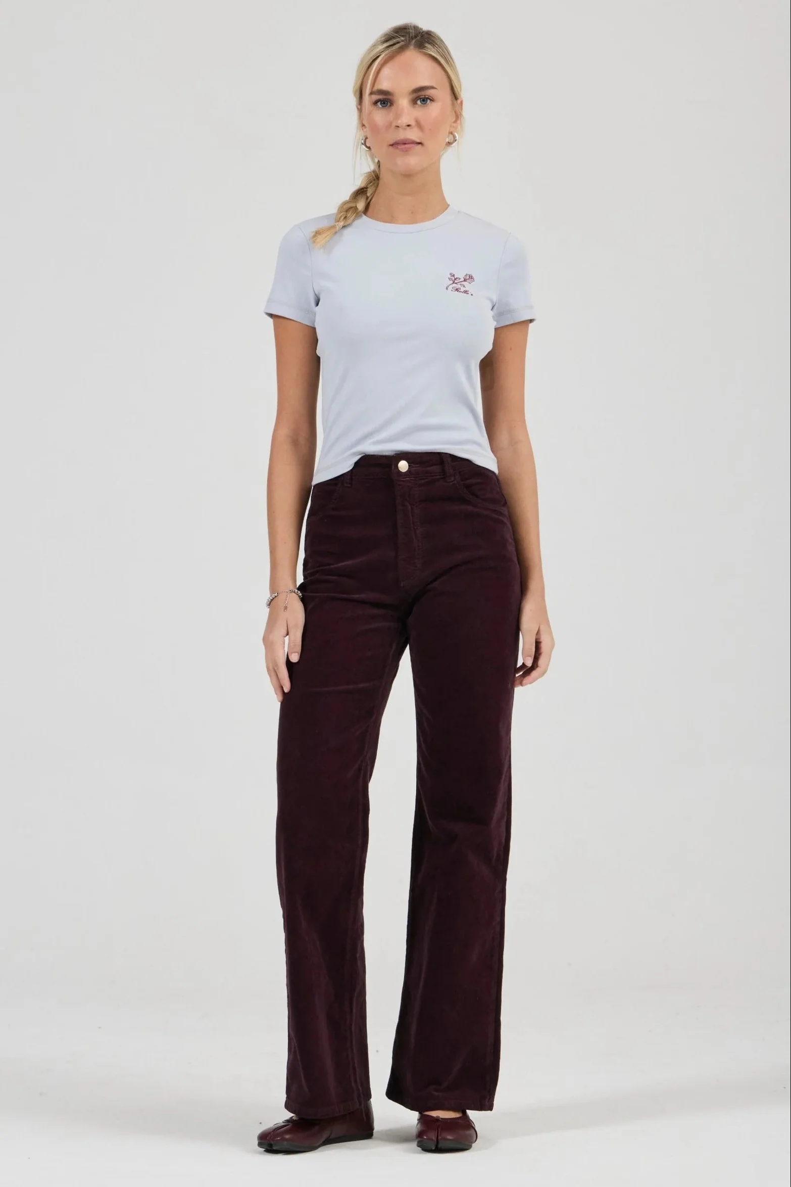 Sailor Dark Cherry Scoop Long Velvet Pant - Image 2