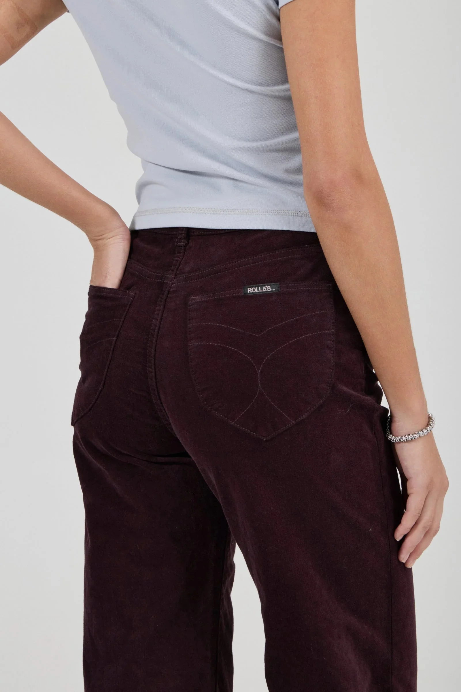 Sailor Dark Cherry Scoop Long Velvet Pant - Image 3