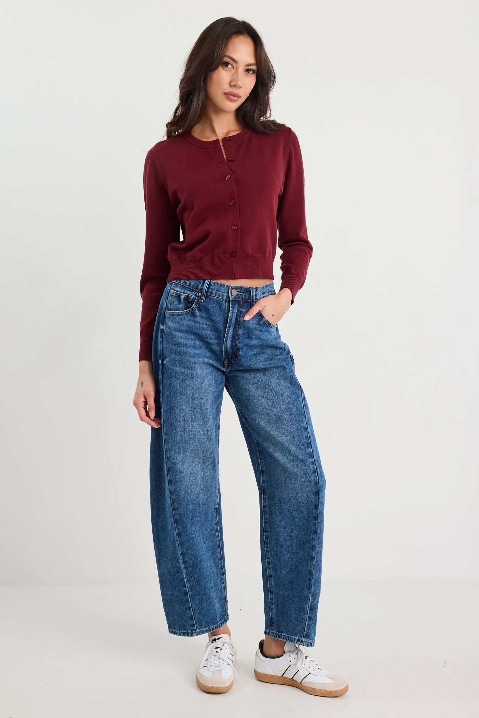 Sanctify Burgundy Crewneck Cardigan - Image 3