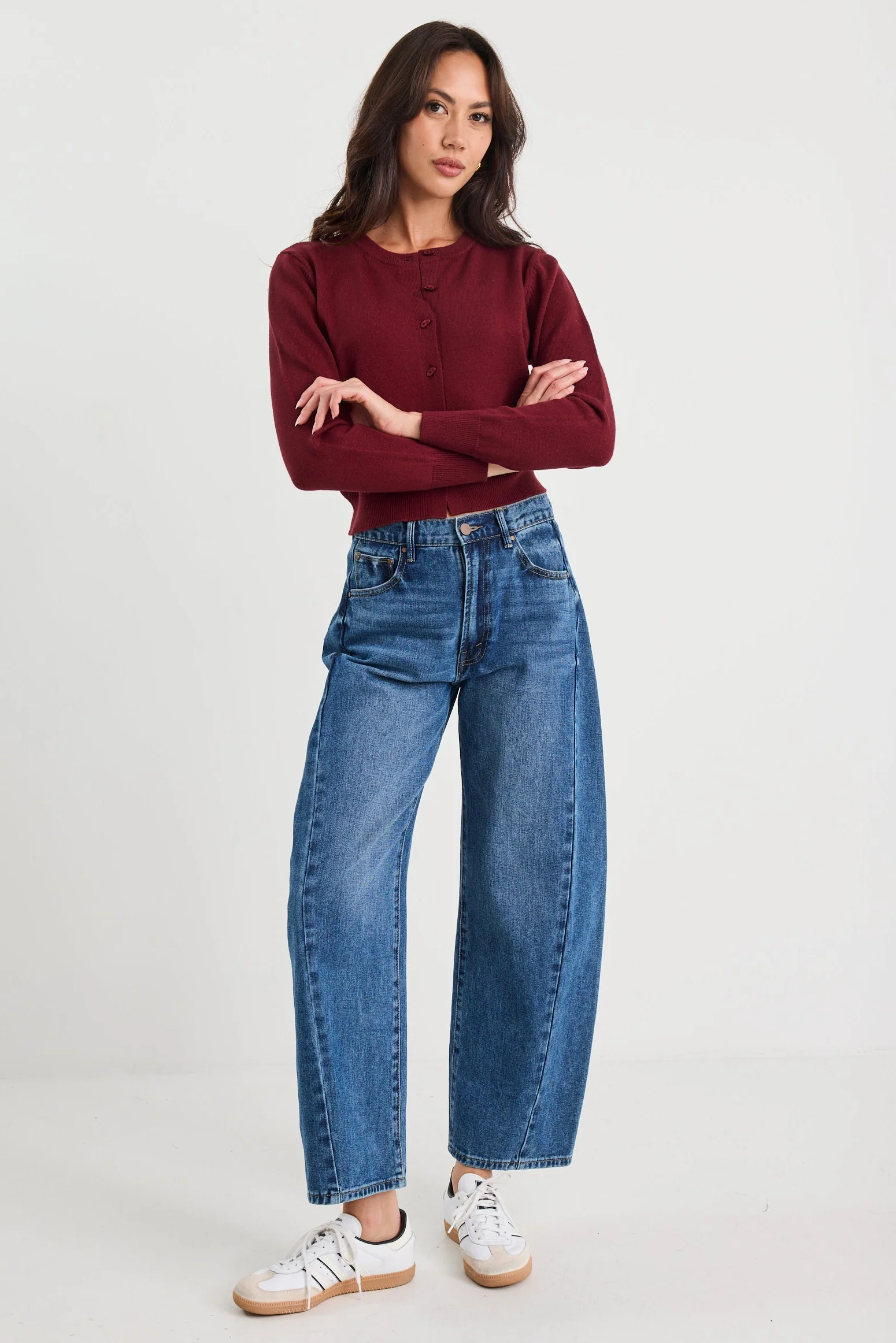 Sanctify Burgundy Crewneck Cardigan - Image 5