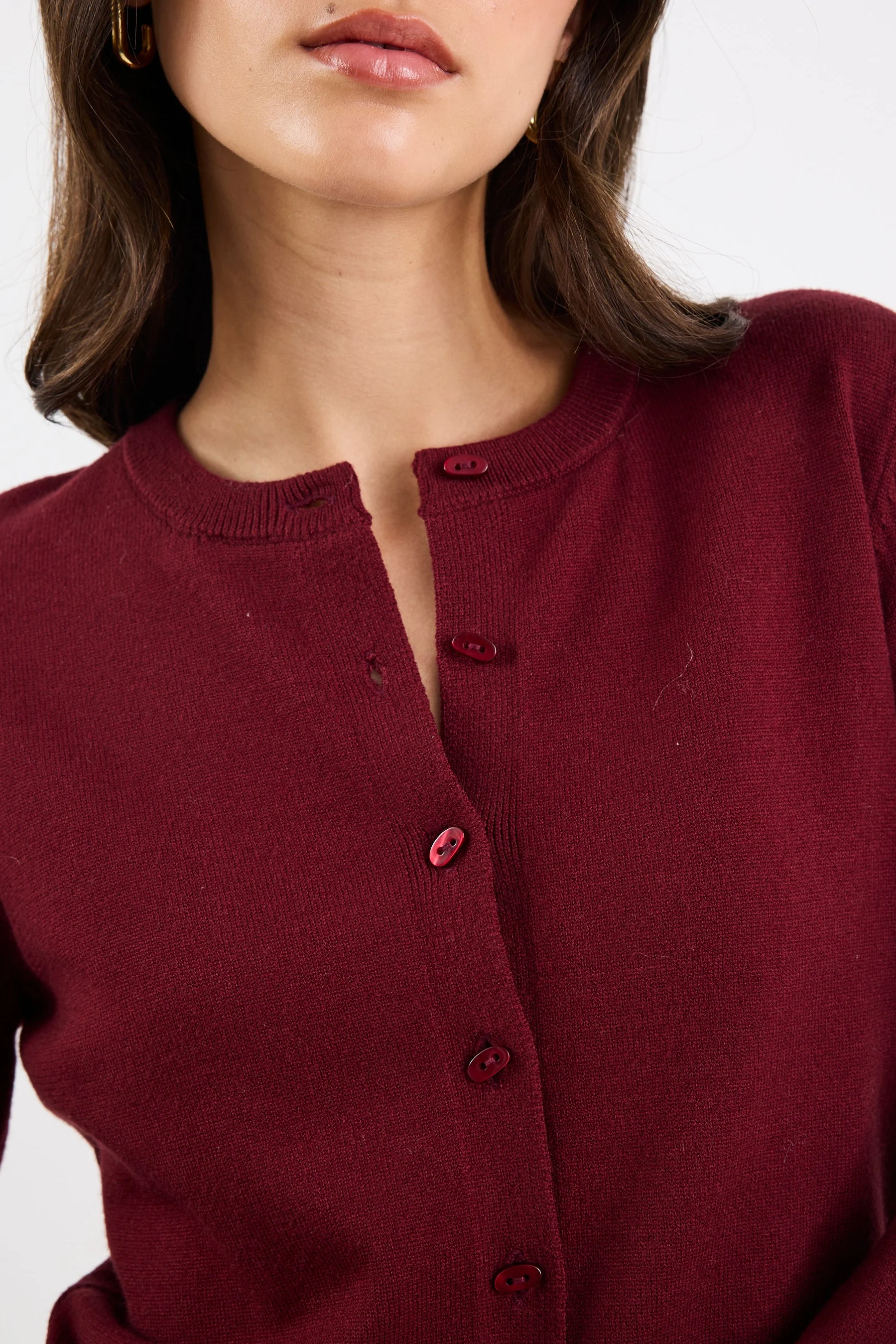Sanctify Burgundy Crewneck Cardigan - Image 7