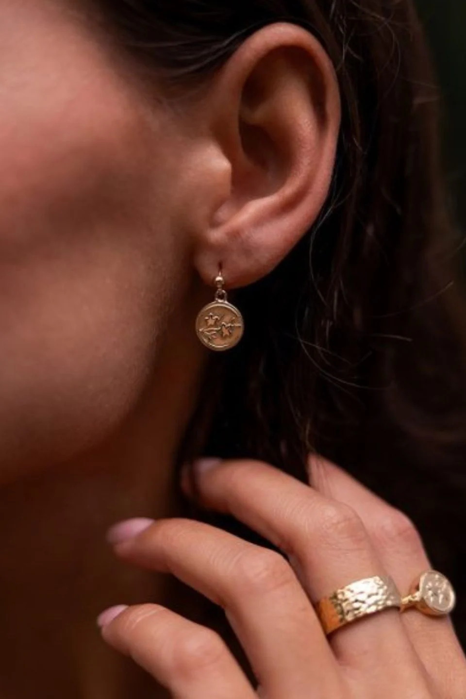 Sanctuary Gold EOL Circle Pendant Stud Earrings