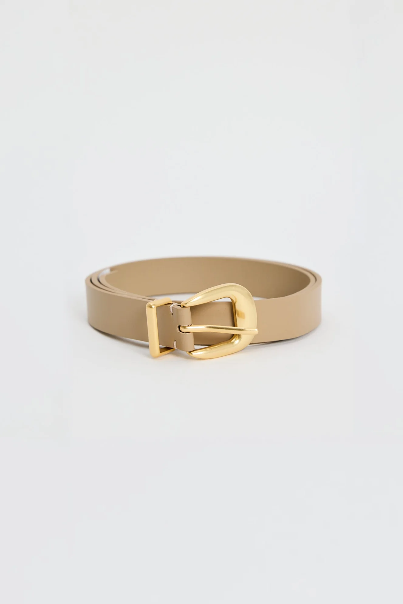 Sand Gold Buckle Leather Belt