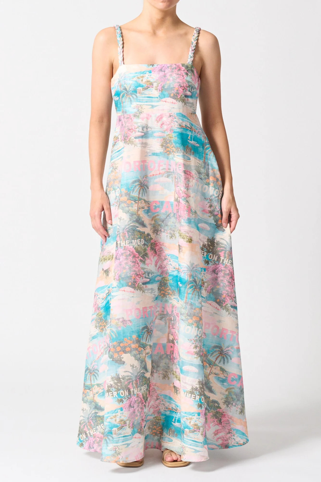 Sardinia Pink Summer On The Med Strappy Maxi Dress