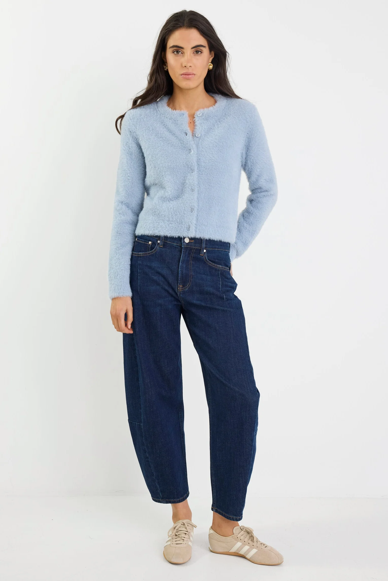 Sequel Light Blue Fluffy Knit LS Cardigan - Image 3