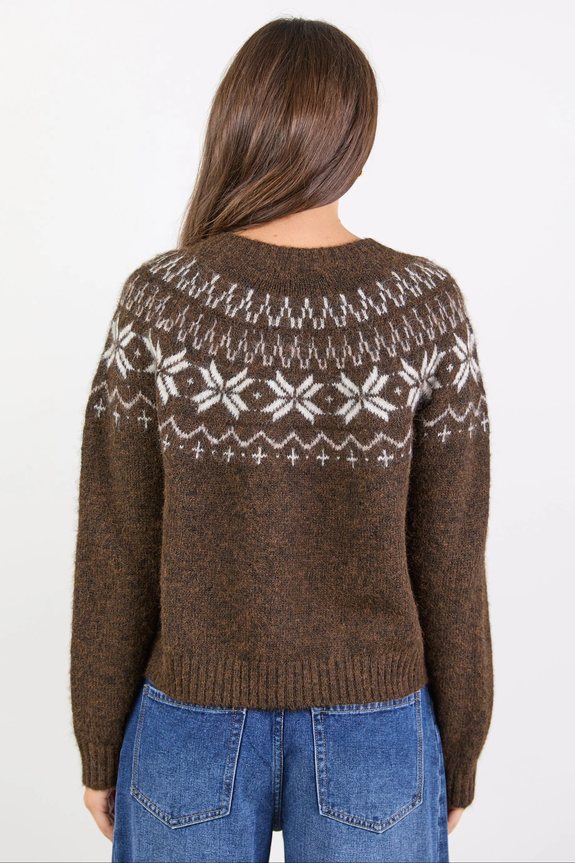 Shetland Chocolate Fairisle Detail Cardigan - Image 5