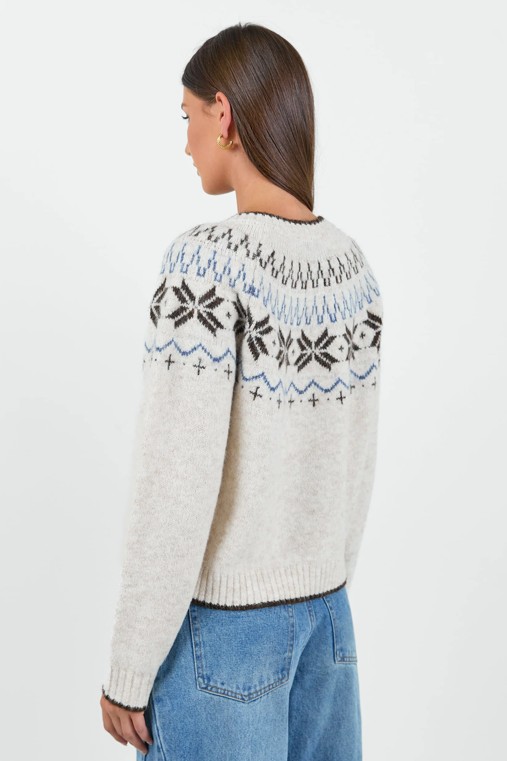 Shetland Oat Marle Fairisle Detail Cardigan - Image 5