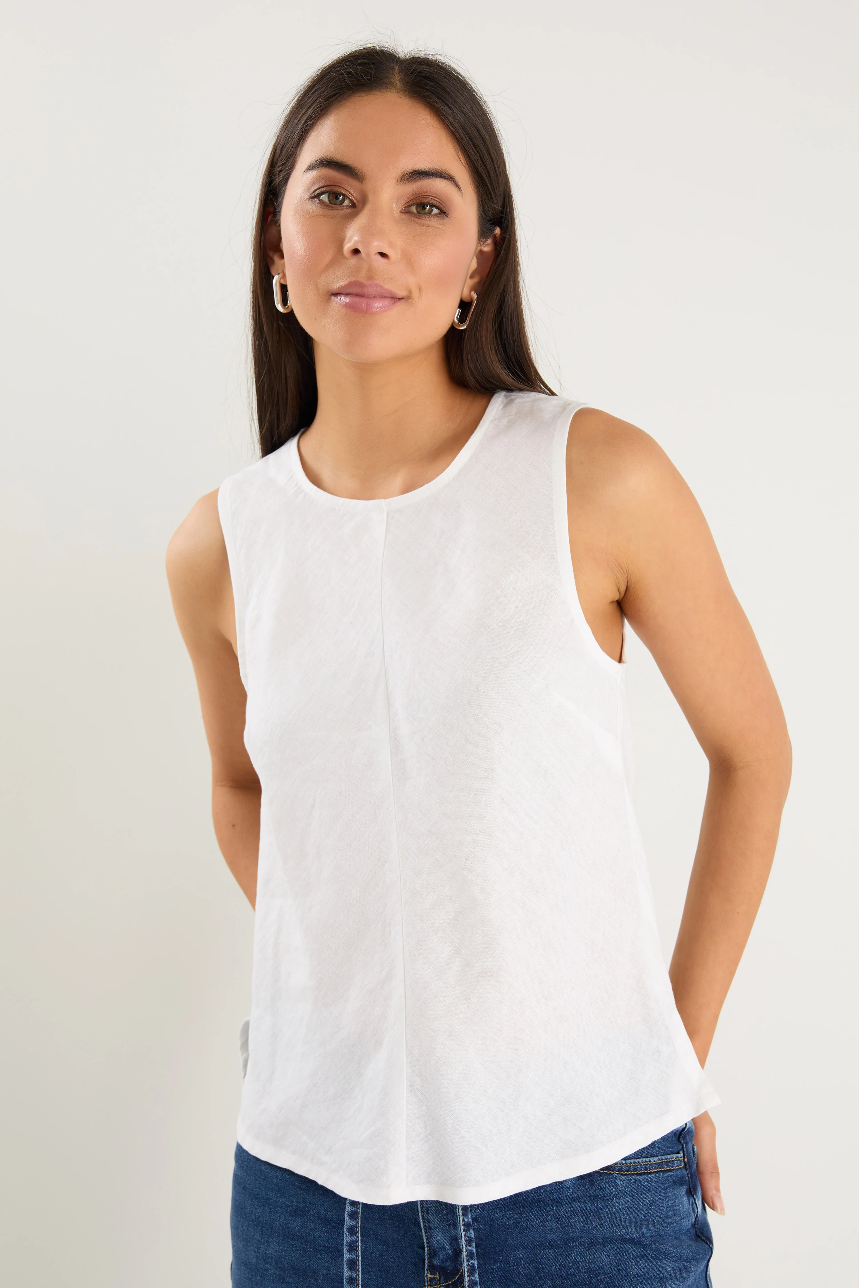 Shoreline Ivory Linen Bias Sleeveless Shell Top - Image 2