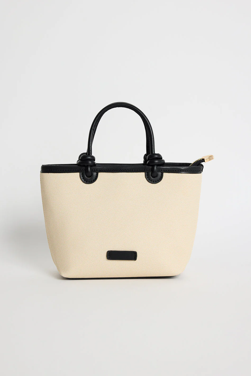 Siena Natural Canvas PU Trim Small Knot Top Handle Bag