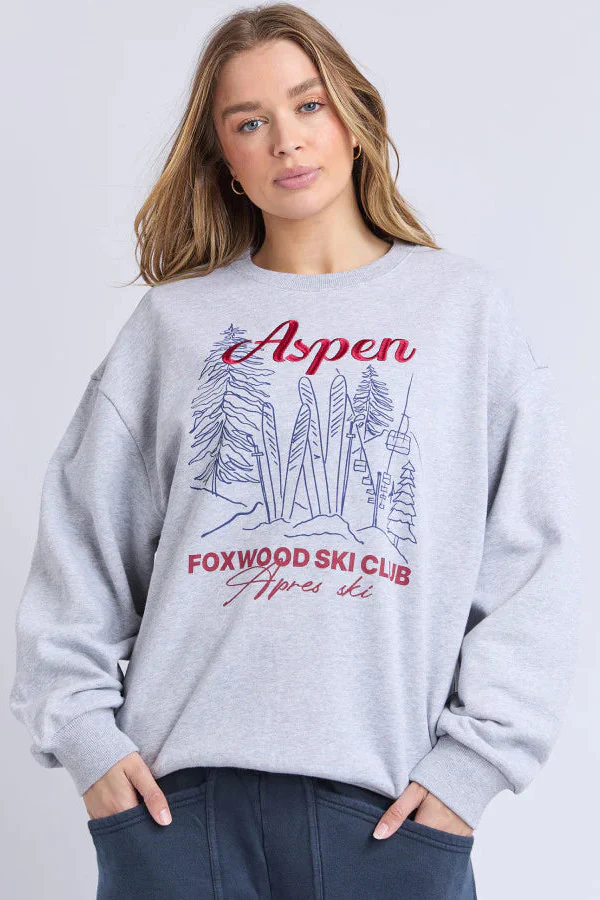 Ski Club Grey Marle Knit Crew Jumper