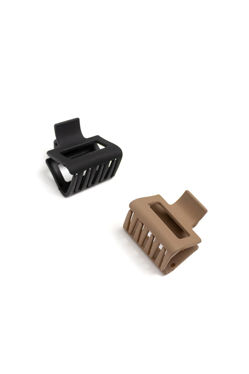Small Brown Black 2 pc Matte Clip Set - Image 2