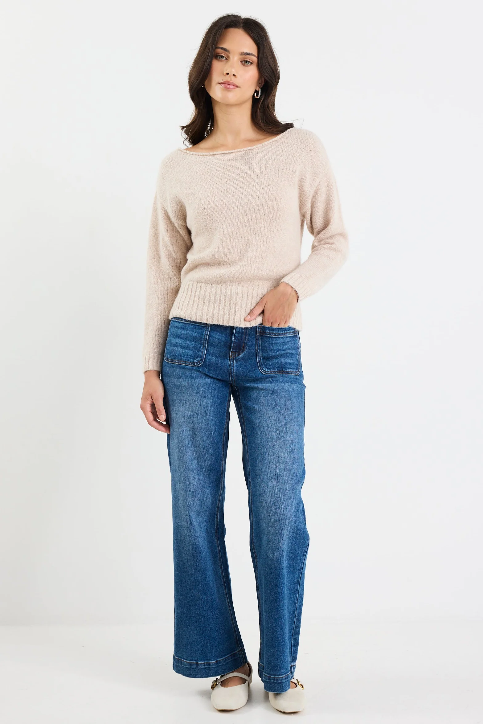 Society Oat Off Shoulder Jumper - Image 3