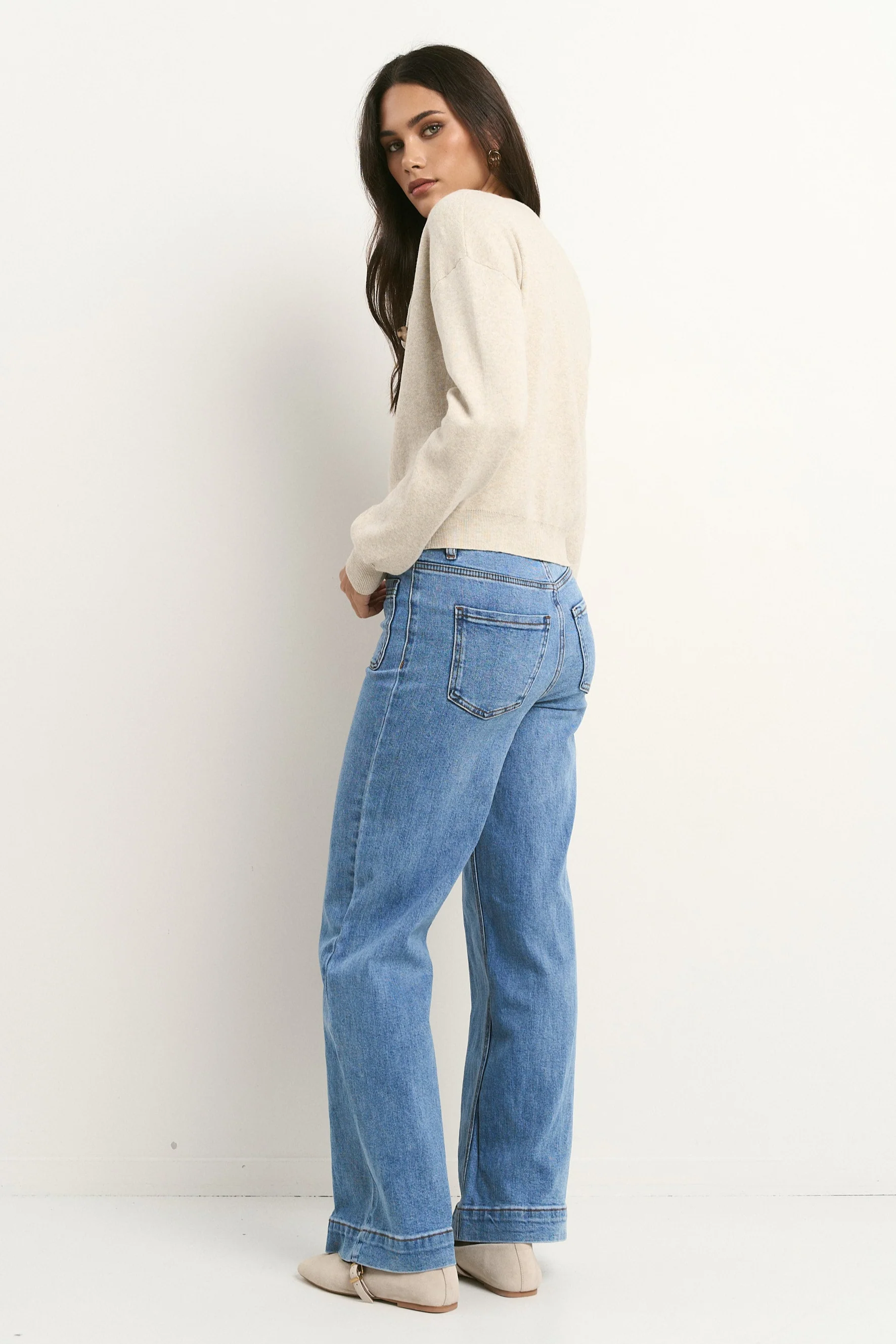 Solar Oat Cotton Fine Knit Crew Cardigan - Image 5